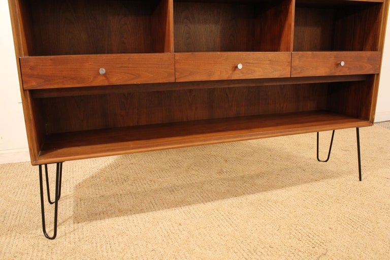 MidCentury Modern Paul McCobb Walnut Bookcase Shelf on Hairpin Legs at