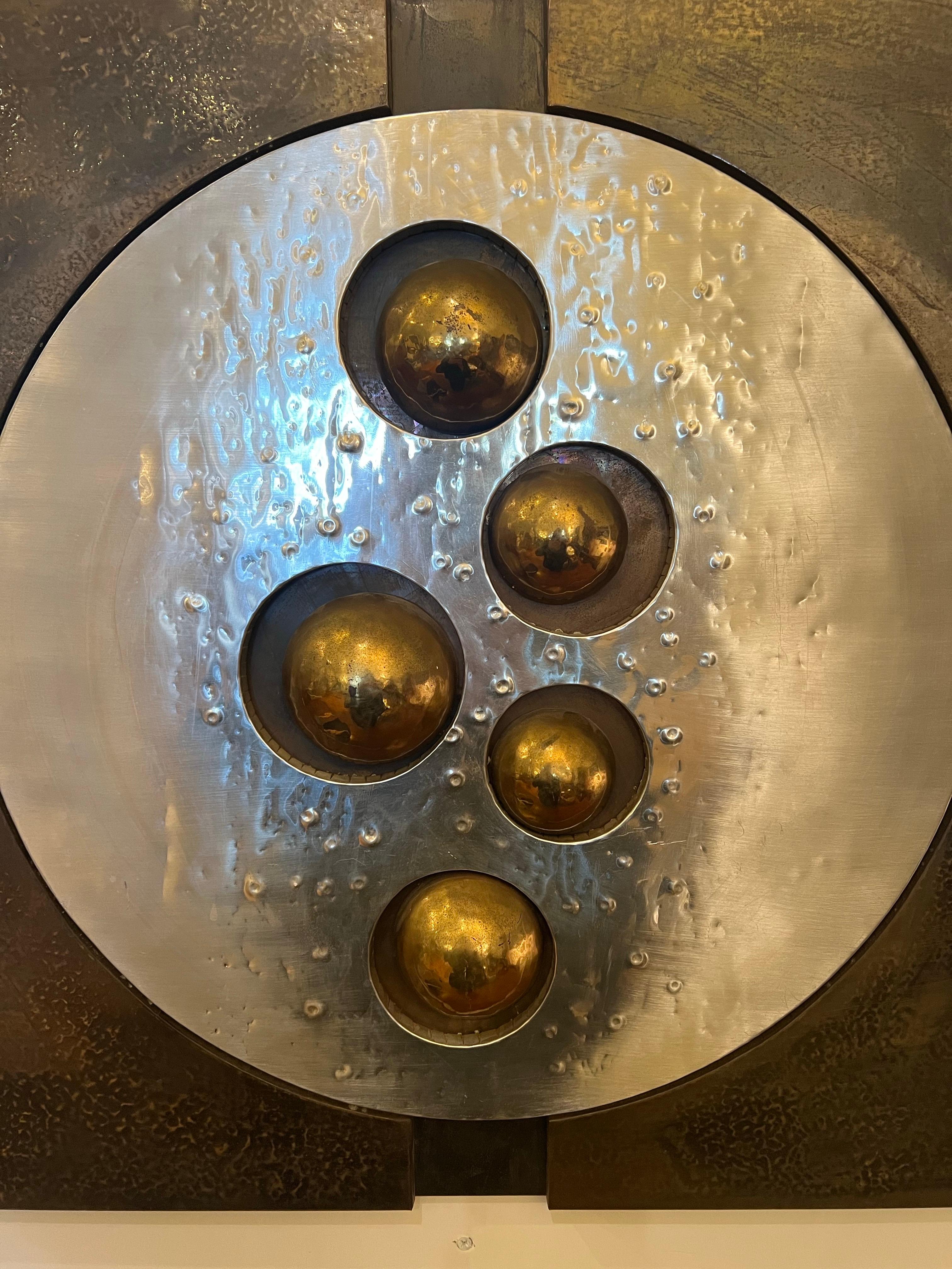 American Mid-Century Modern Paul Vanders Brutalist Metal Wall Sculpture