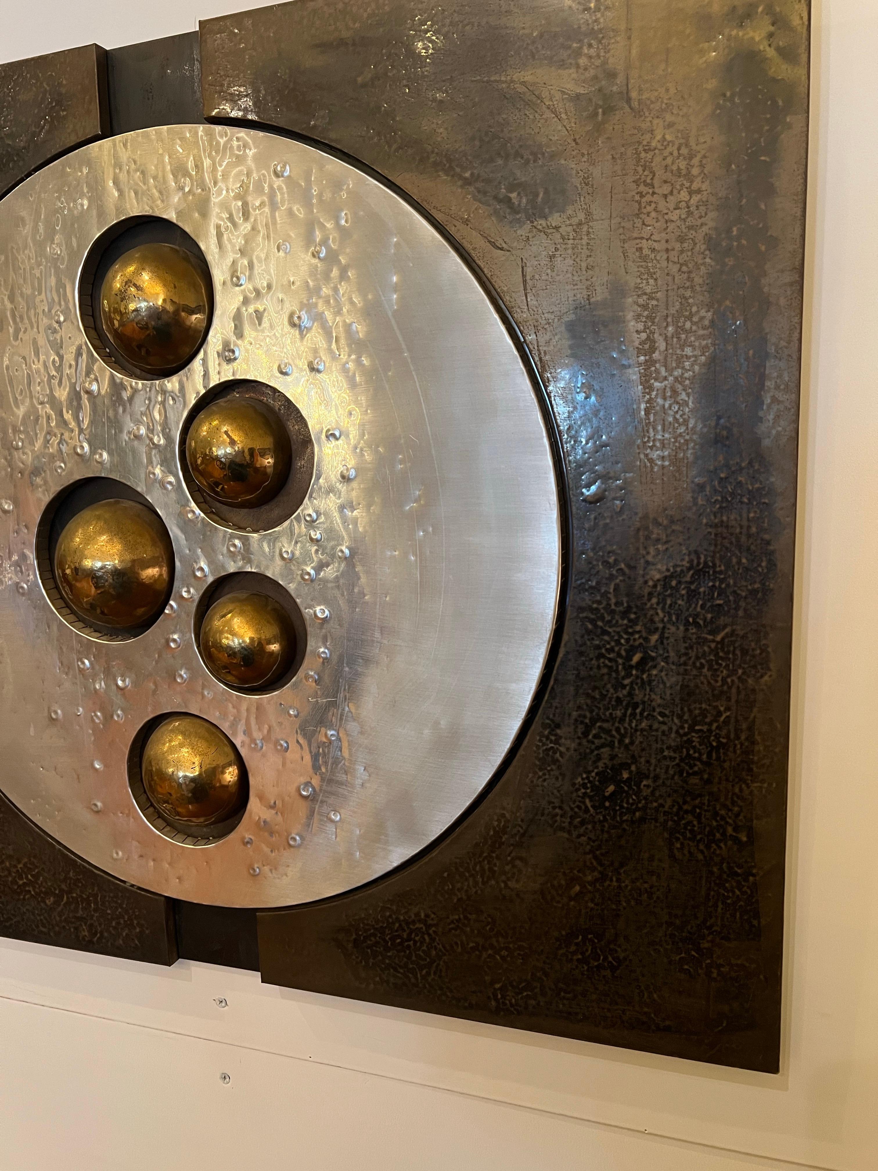 Mid-Century Modern Paul Vanders Brutalist Metal Wall Sculpture In Excellent Condition In San Diego, CA