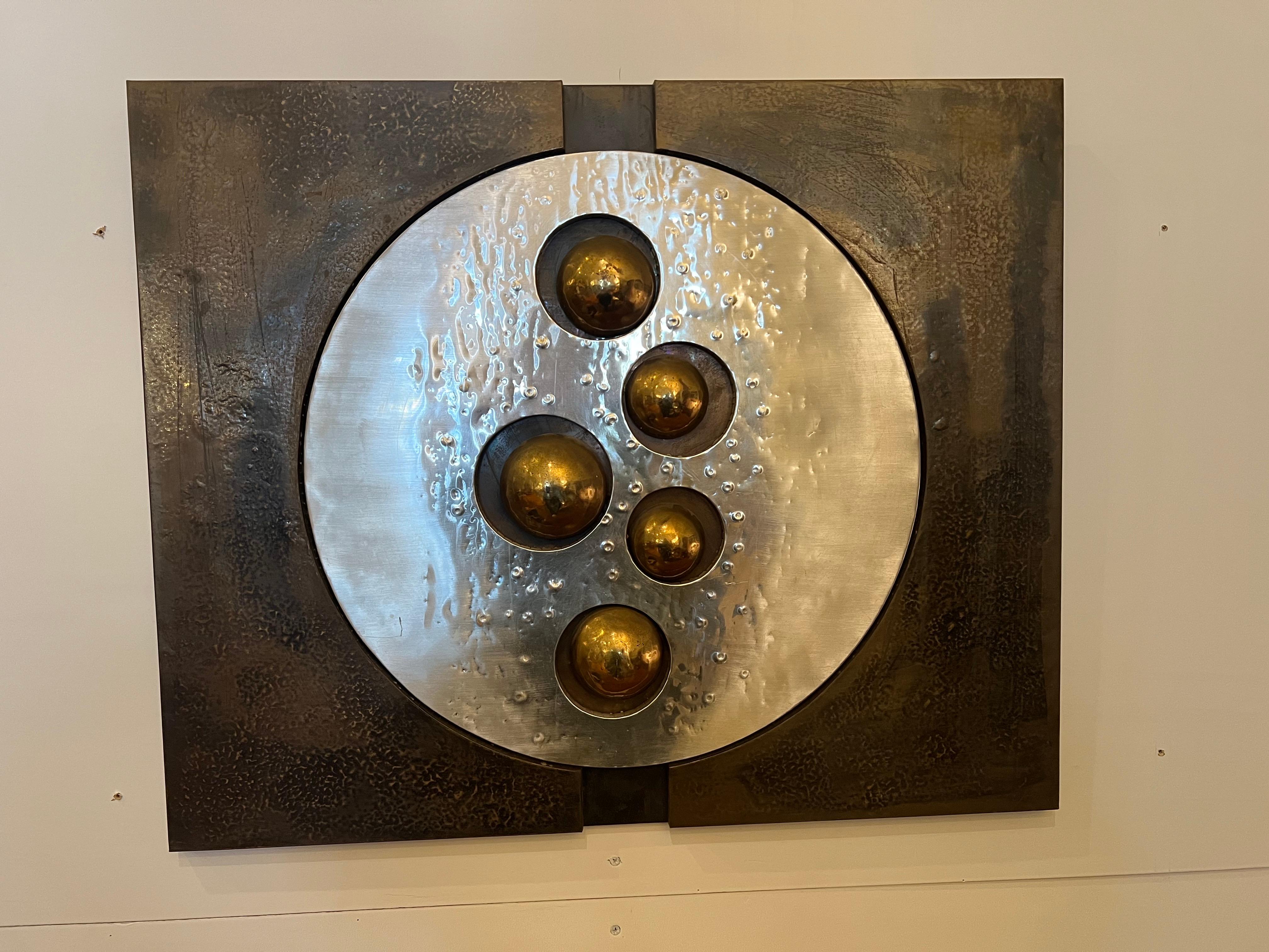 20th Century Mid-Century Modern Paul Vanders Brutalist Metal Wall Sculpture