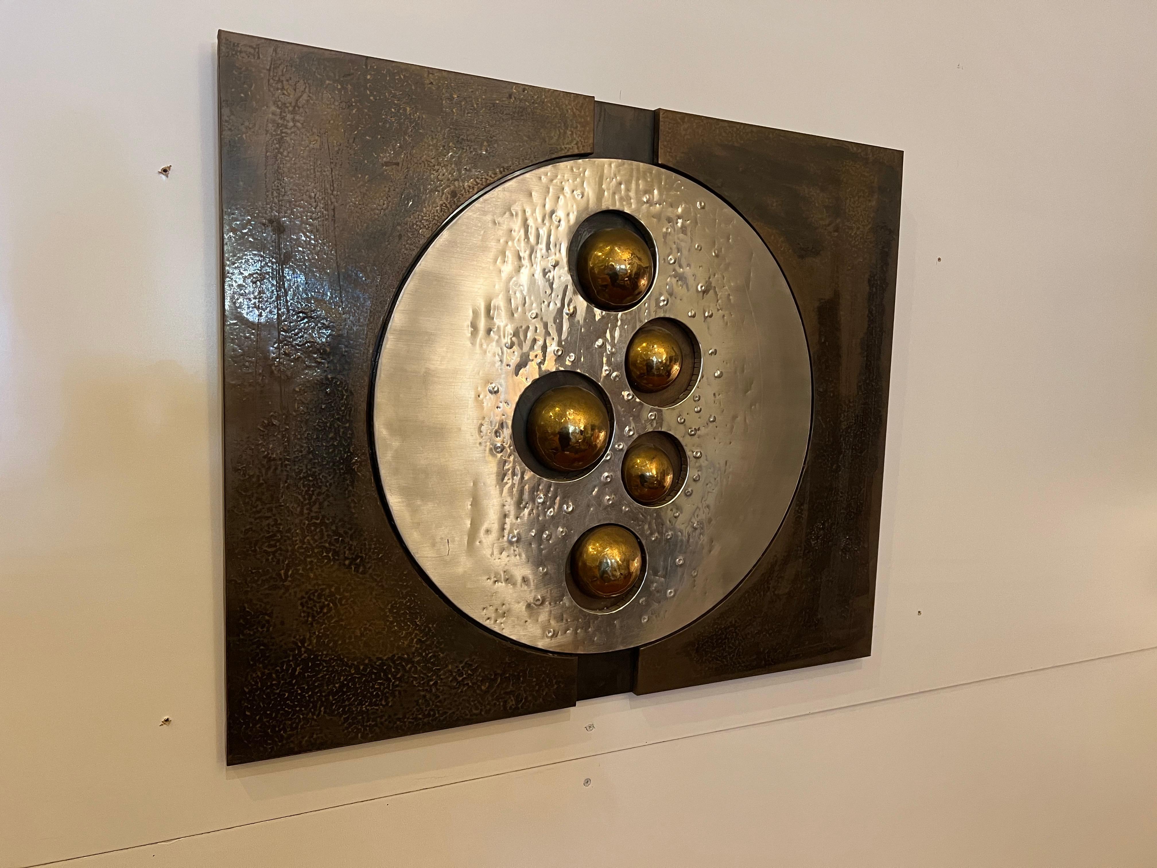 Aluminum Mid-Century Modern Paul Vanders Brutalist Metal Wall Sculpture