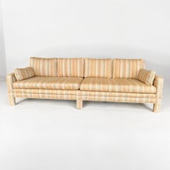 Mid Century Modern Peach Striped Parsons Sofa
