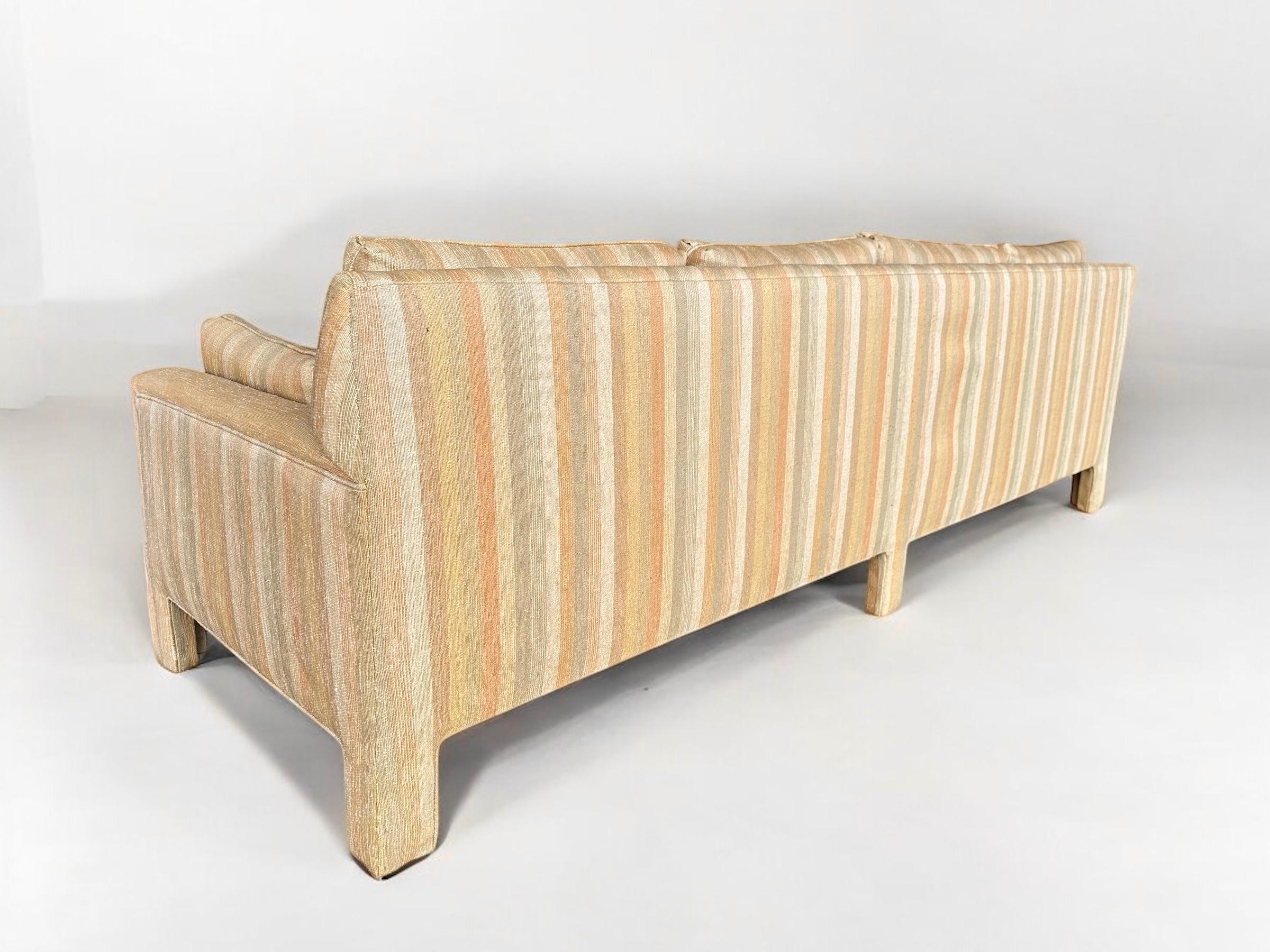 Mid-Century Modern Mid Century Modern Peach Striped Parsons Sofa