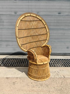Sedia "Peacock" in stile Mid-Century Modern in vimini, Francia, anni '70