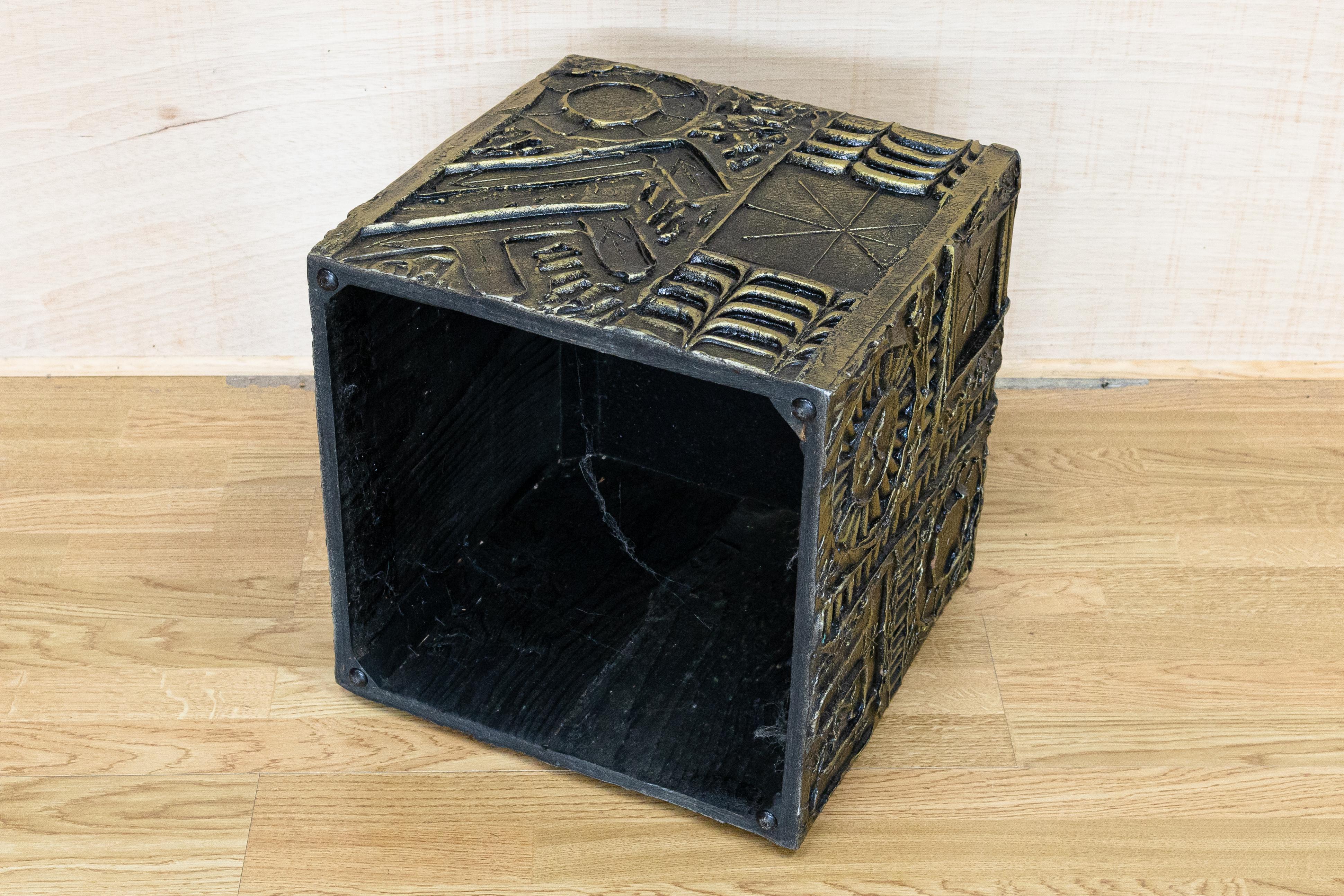 Mid-Century Modern Pearsall Brutalist Cube Table Pedestal Paul Evans Style 1