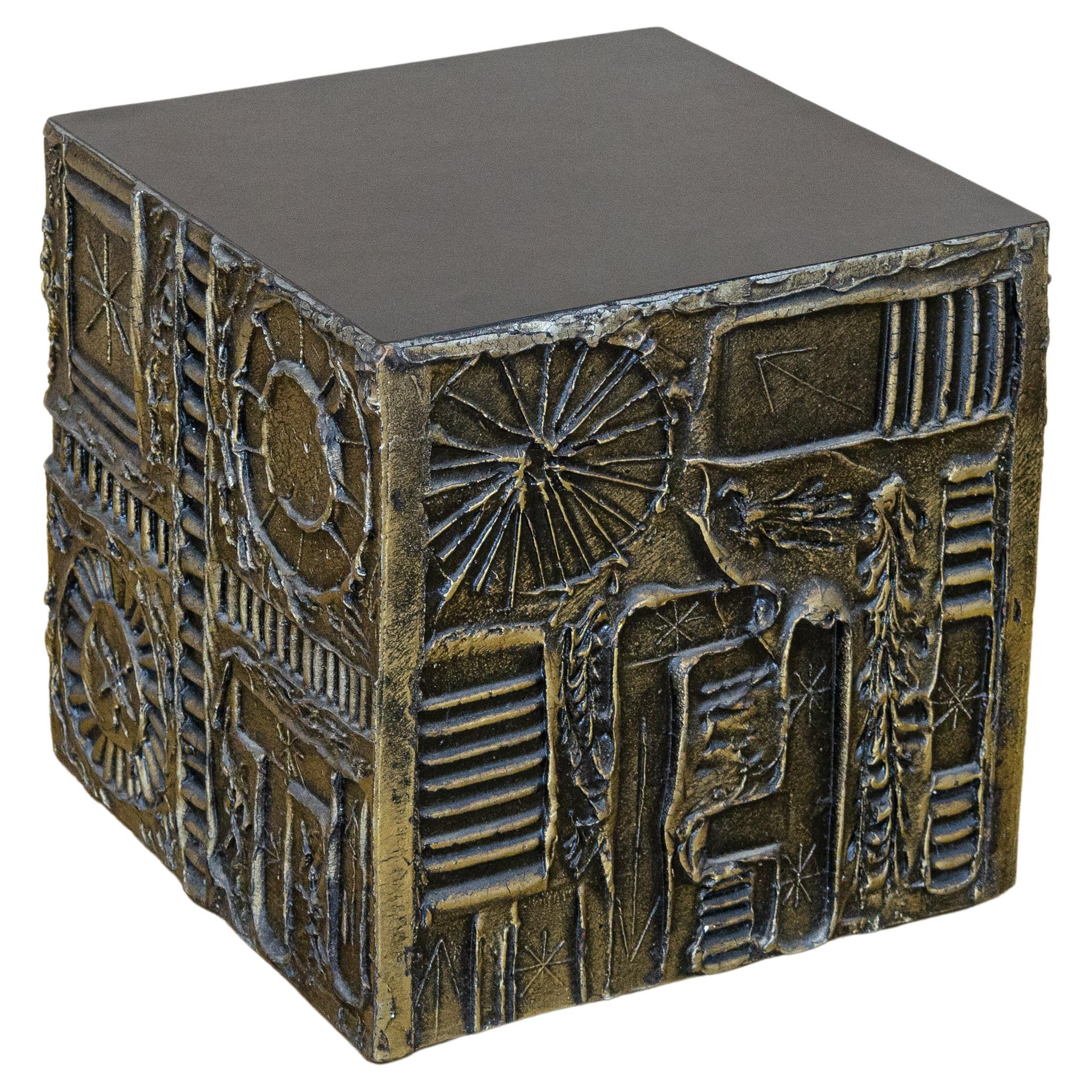 Mid-Century Modern Pearsall Brutalist Cube Table Pedestal Paul Evans Style