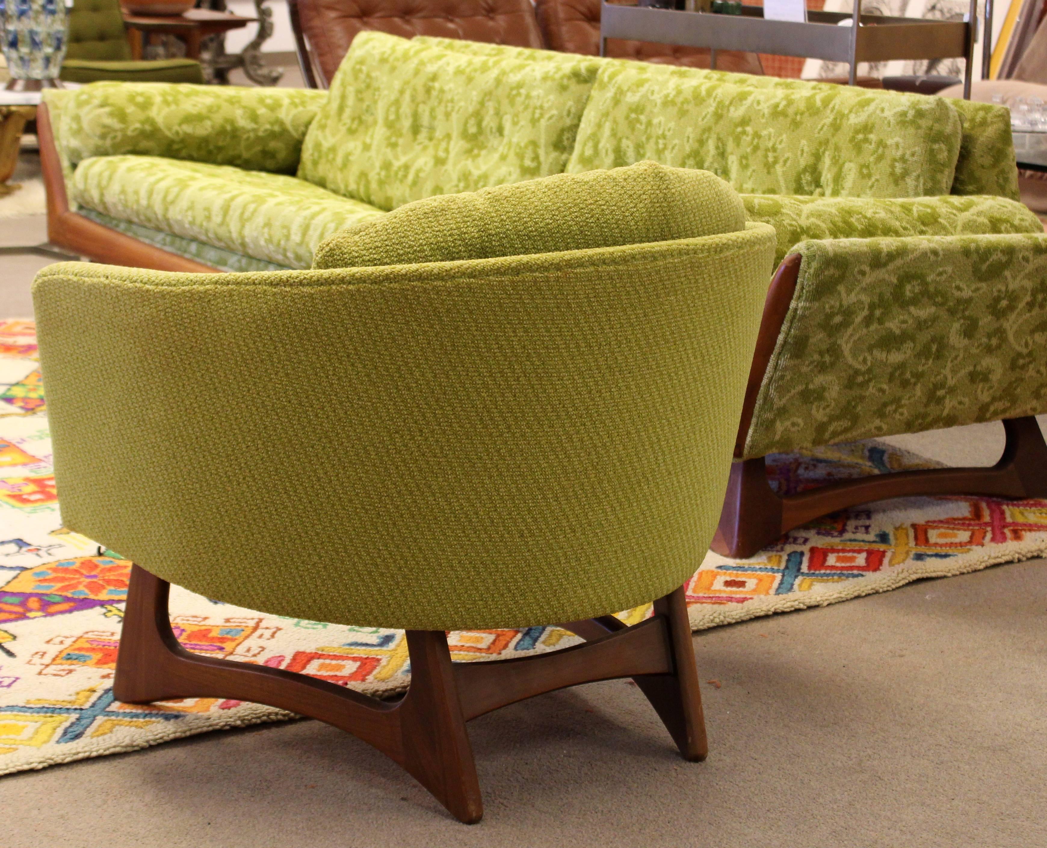 Mid-Century Modern Pearsall for Craft Assoc. Green Gondola Sofa Chair Set, 1960s 6