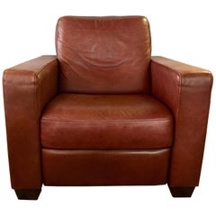 Mid-Century Modern Pebbled Leather Reclining Lounge Cigar Chair