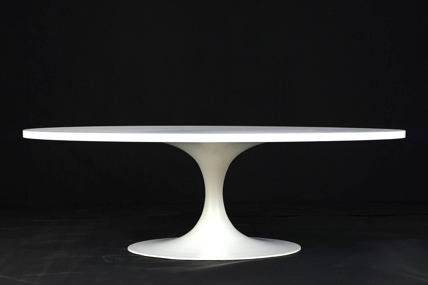 Carved Mid-Century Modern Pedestal Coffee Table