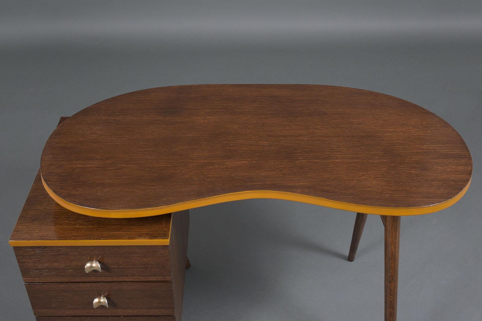 Hand-Crafted Mid-Century Modern Pedestal Desk