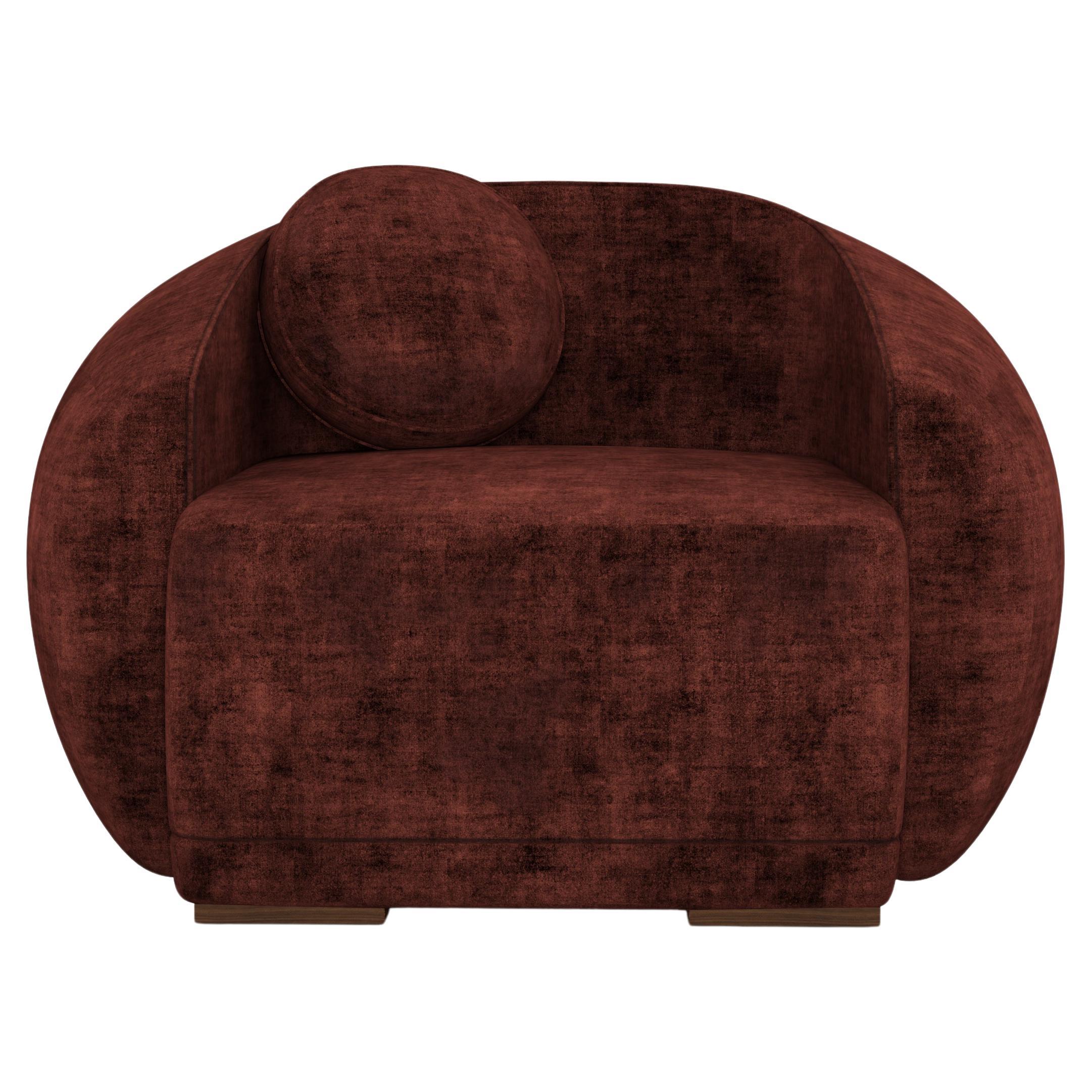 Fauteuil Peggy moderne du milieu du siècle en velours de coton fabriqué au Portugal par Ottiu