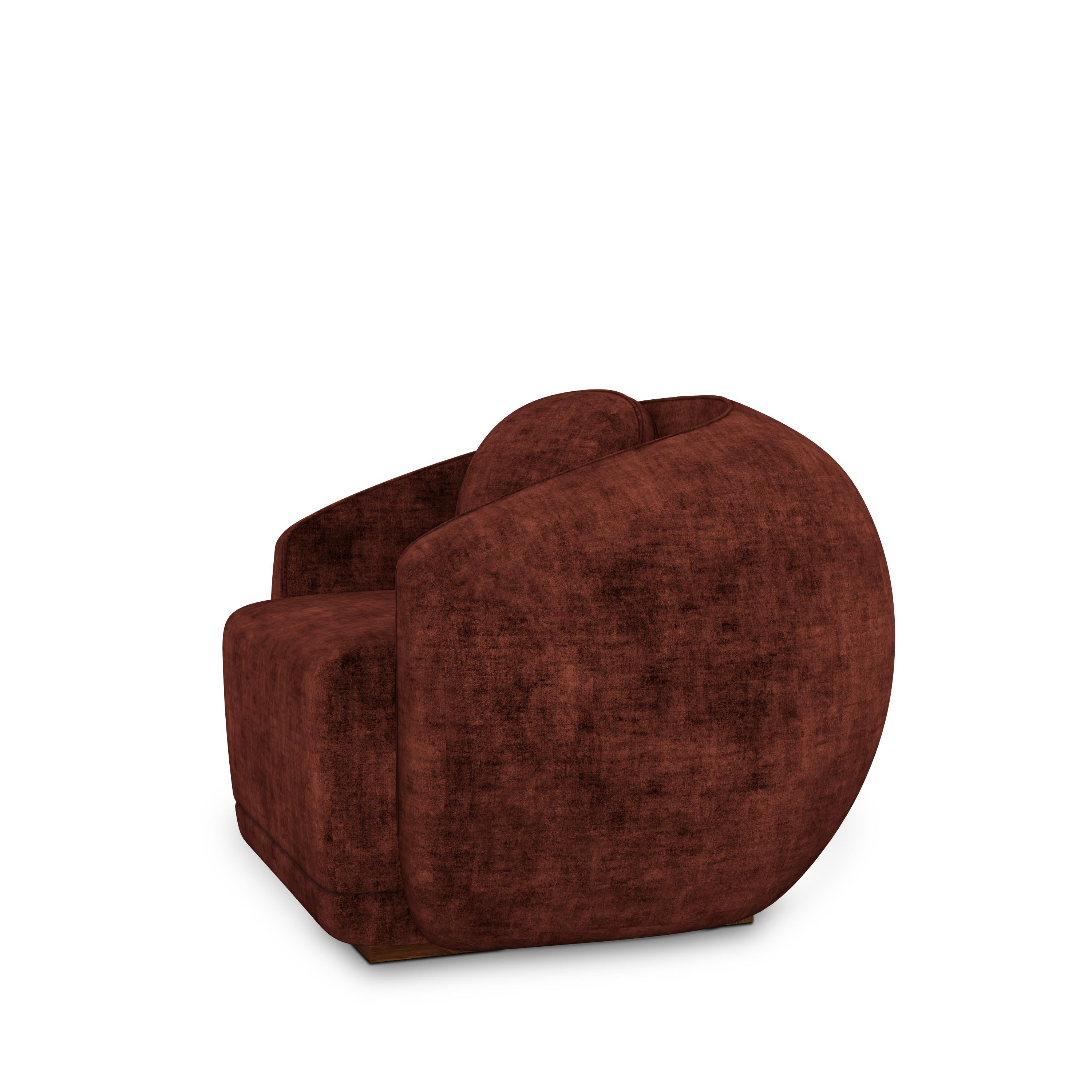 Mid-Century Modern Peggy Armchair Cotton Velvet Walnut Wood For Sale 3