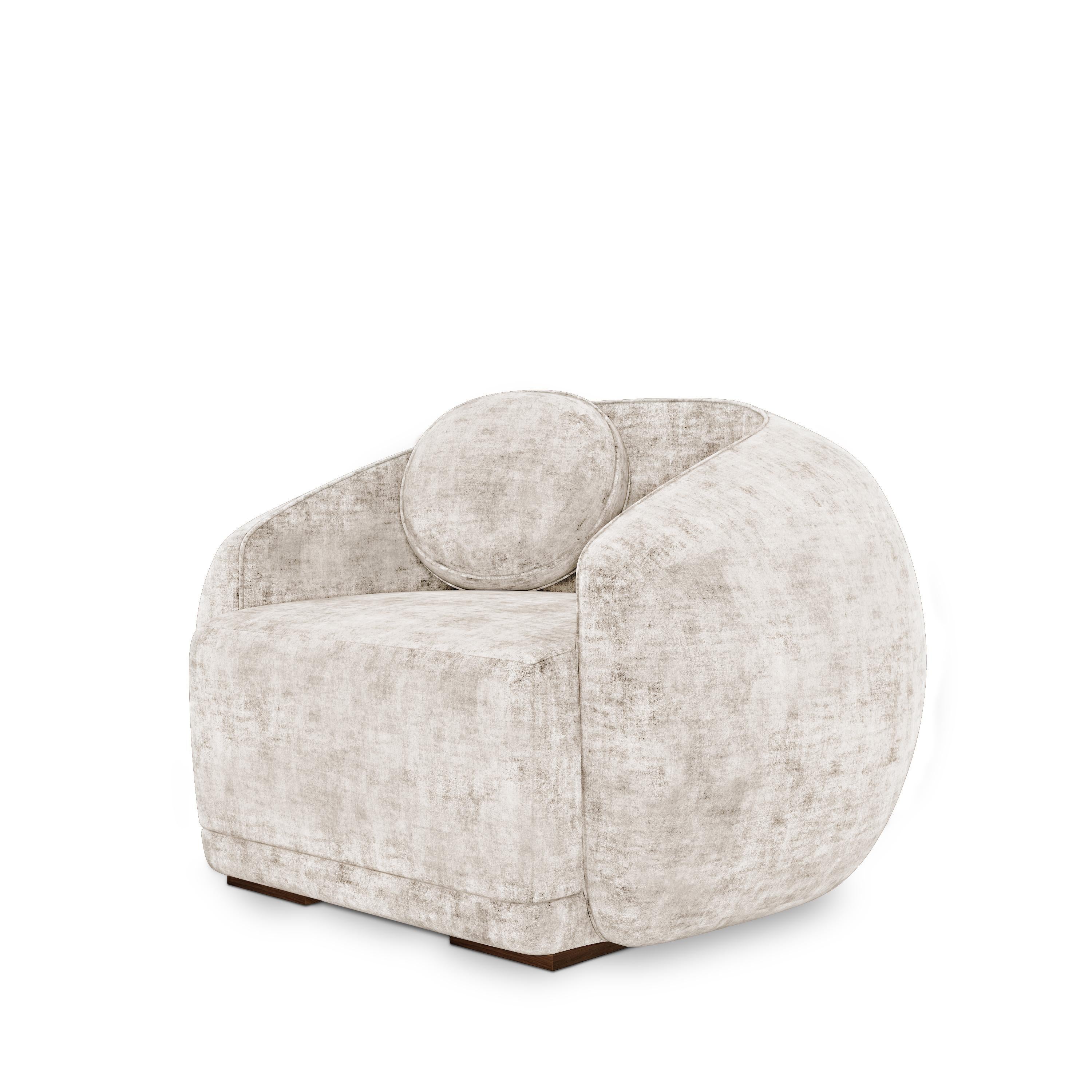 Cotton Mid-Century Modern Peggy Armchair Nobilis Made in Portugal by Ottiu For Sale
