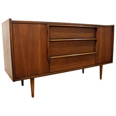 Mid-Century Modern Pencil Leg 2-Door Walnut Credenza