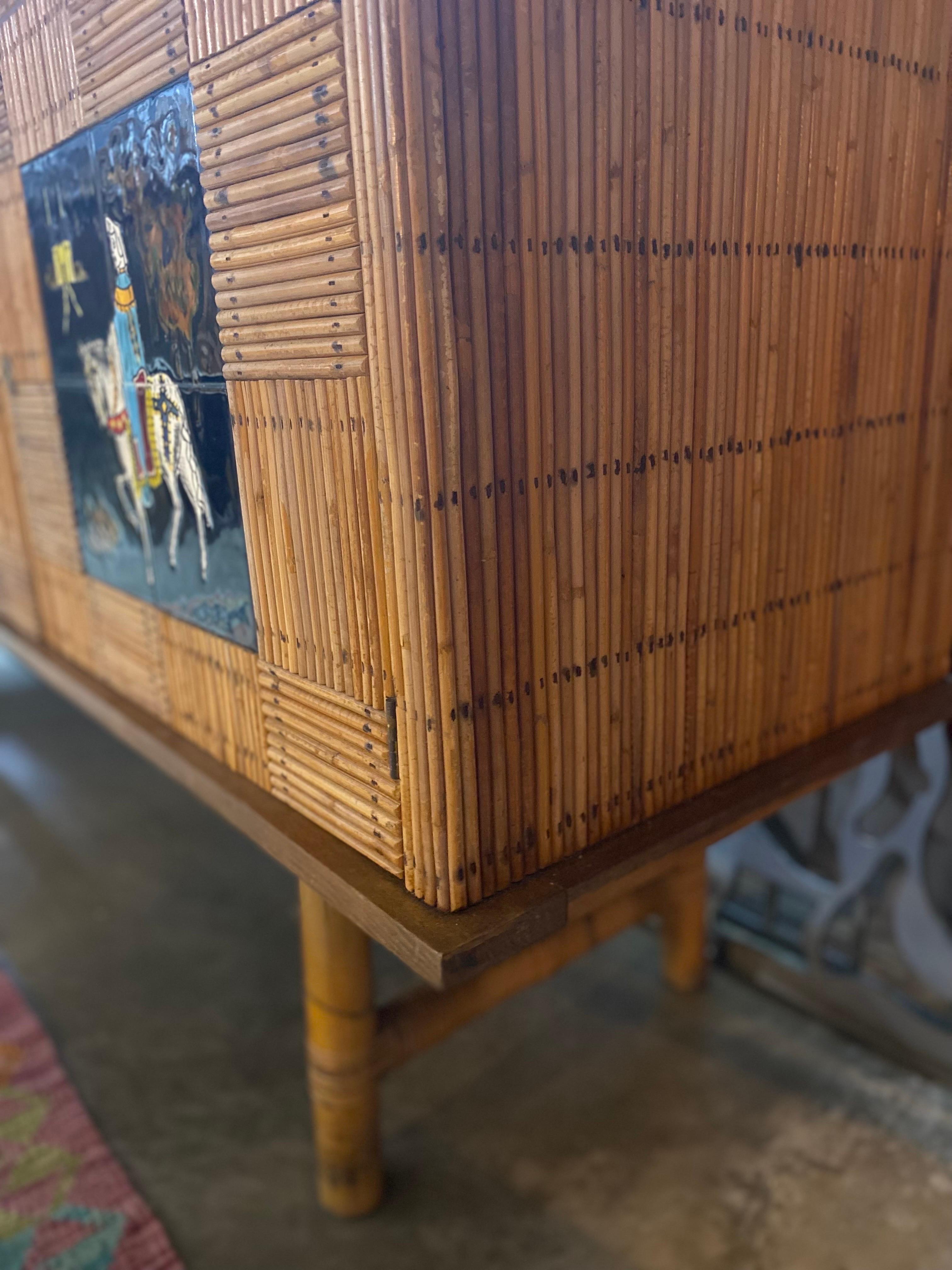 Mid-century Modern Pencil Reed Credenza by Adrien Audoux & Frida Minet, France 6