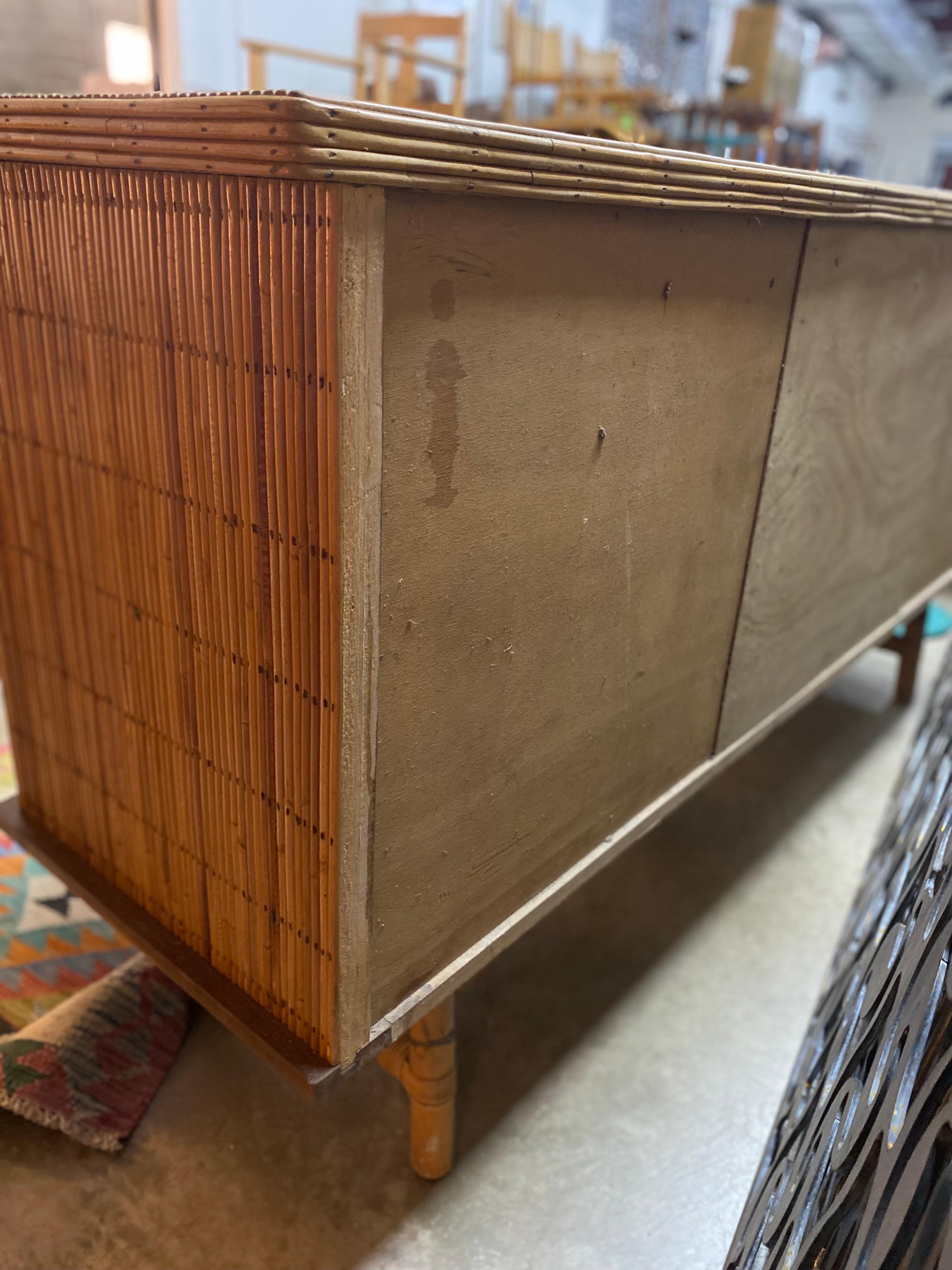 Mid-century Modern Pencil Reed Credenza by Adrien Audoux & Frida Minet, France 7
