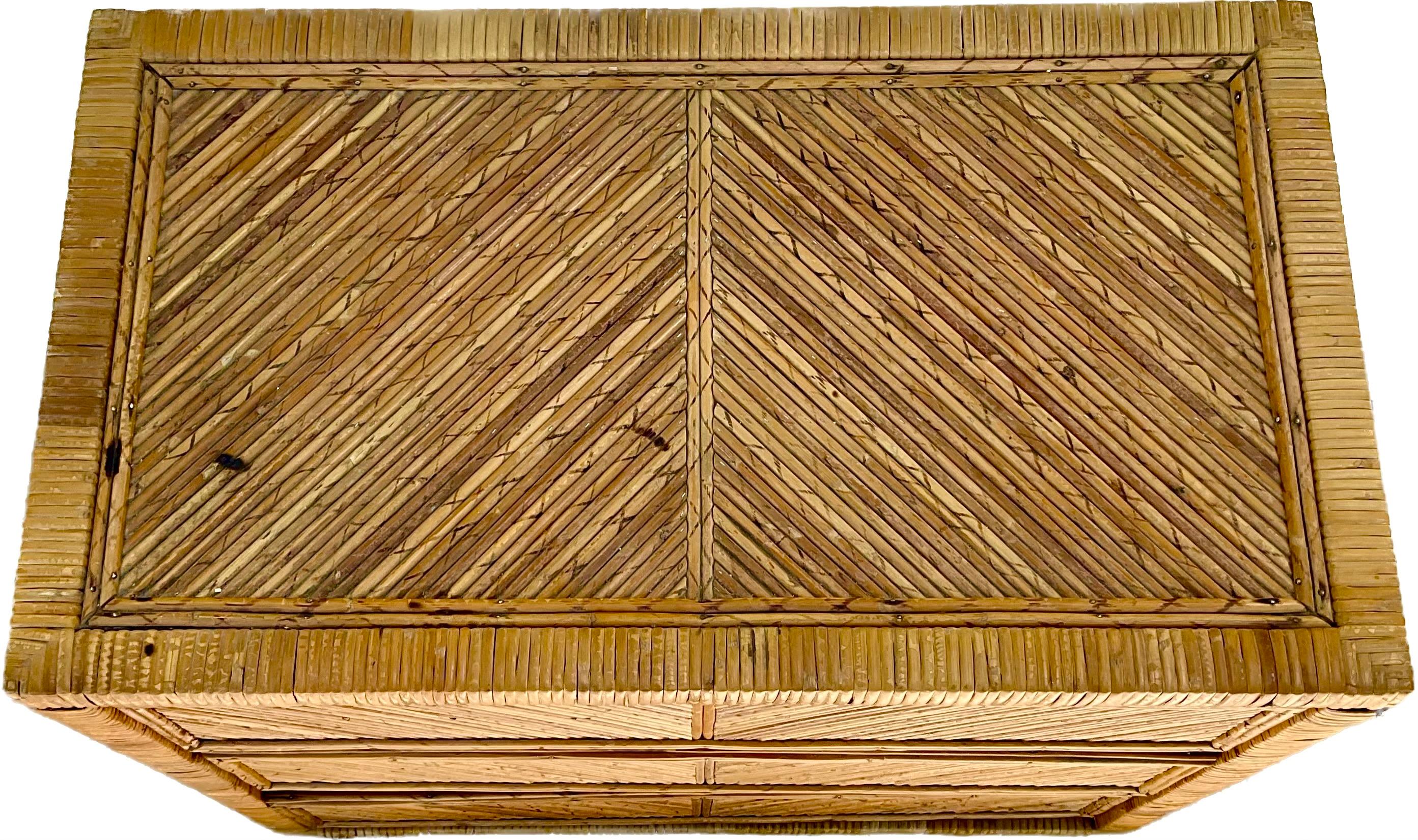 Mid-Century Modern Pencil Reed Rattan Chest 2