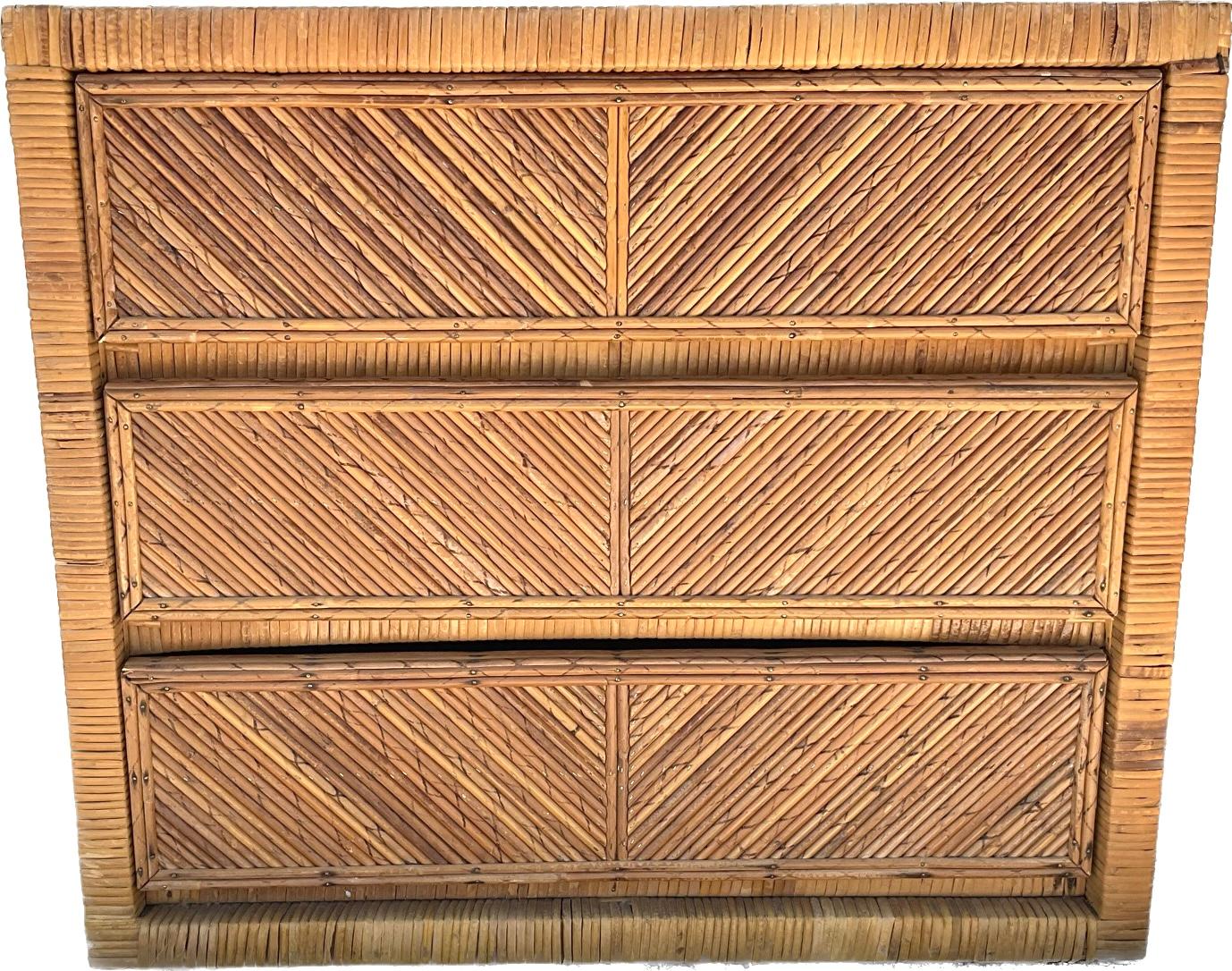 Mid-Century Modern Pencil Reed Rattan Chest 3
