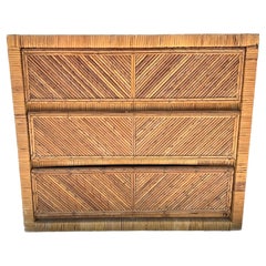 Mid-Century Modern Pencil Reed Rattan Chest