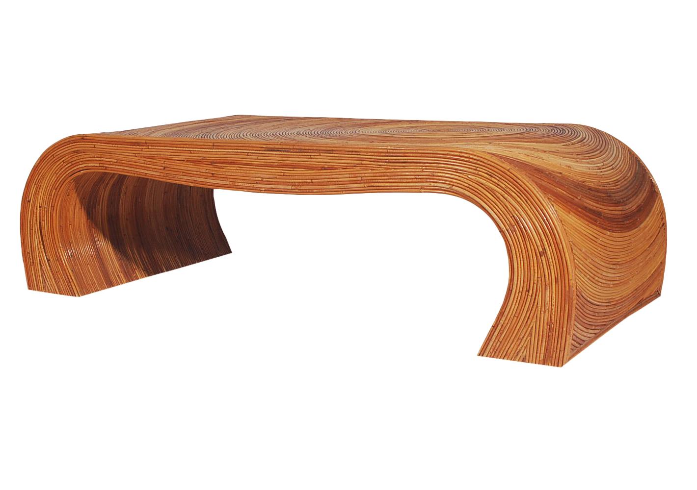 Mid-Century Modern Pencil Reed Rattan Rectangular Cocktail Table In Good Condition In Philadelphia, PA