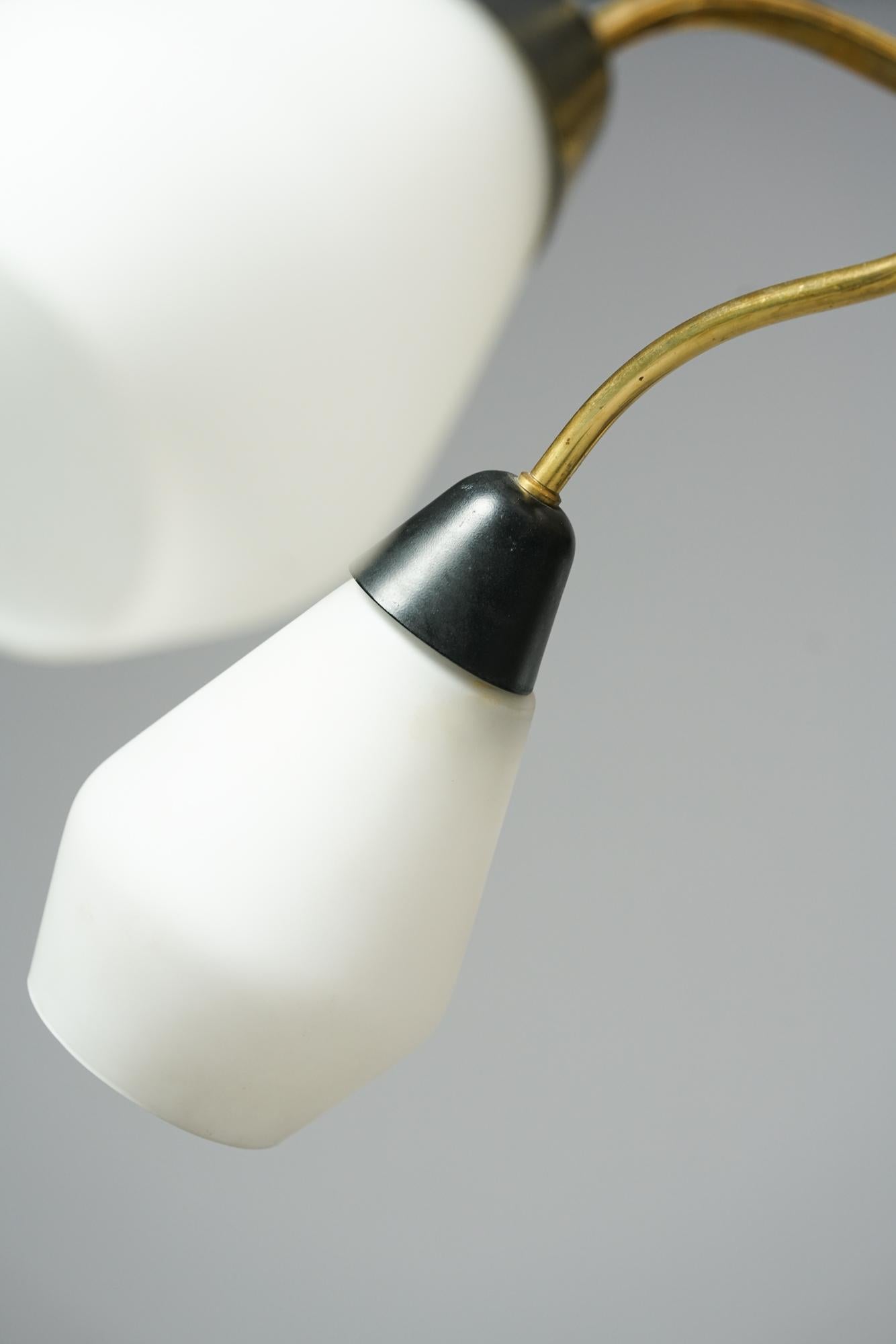 Milk Glass Mid Century Modern Pendant by Valinte Oy, 1950s For Sale