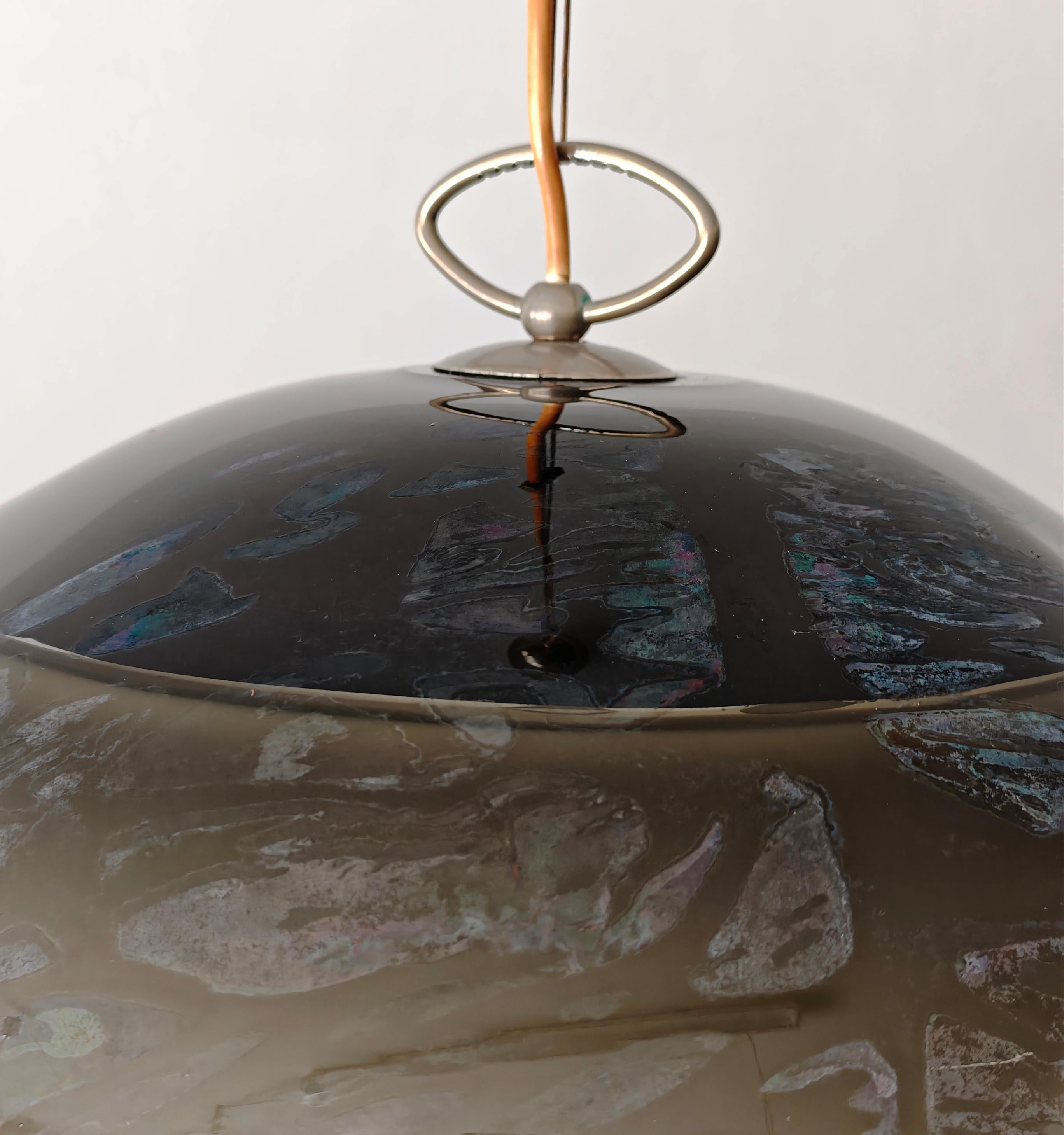 Mid-Century Modern Pendant Chandelier Murano Glass F.lli Toso Italy 1970s For Sale 2