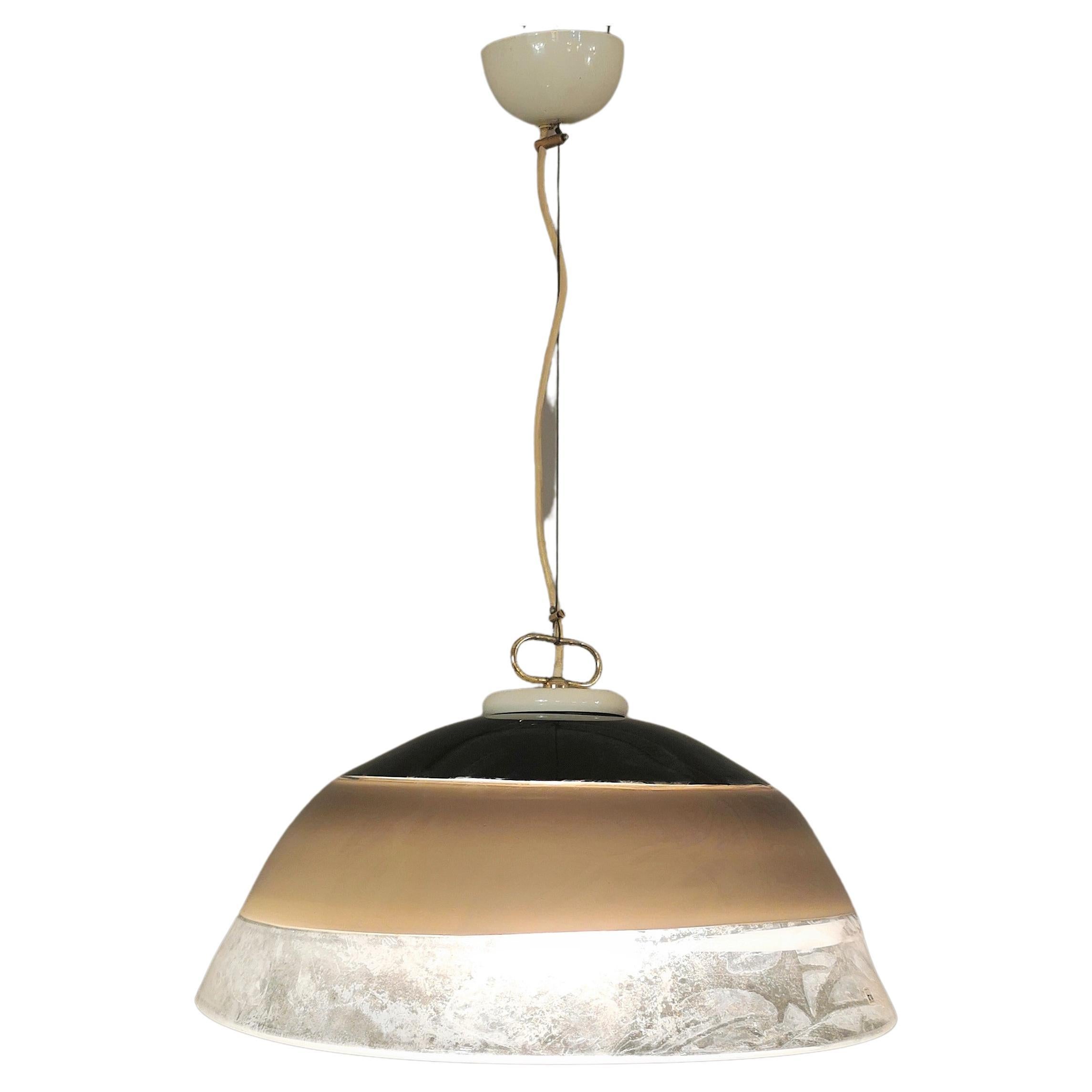 Mid-Century Modern Pendant Chandelier Murano Glass F.lli Toso Leucos Italy 1970s