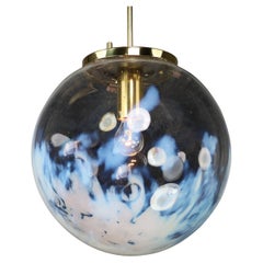 Mid-Century Modern Pendant in Brass and Art-Glass with White Streaks, Cz 1970s