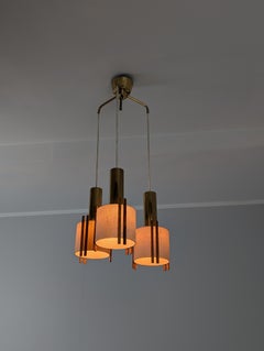 Mid-Century Modern Pendant in Brass, Pine and Paper, Finland 1960s