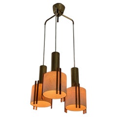 Mid-Century Modern Pendant in Brass, Pine and Paper, Finland 1960s