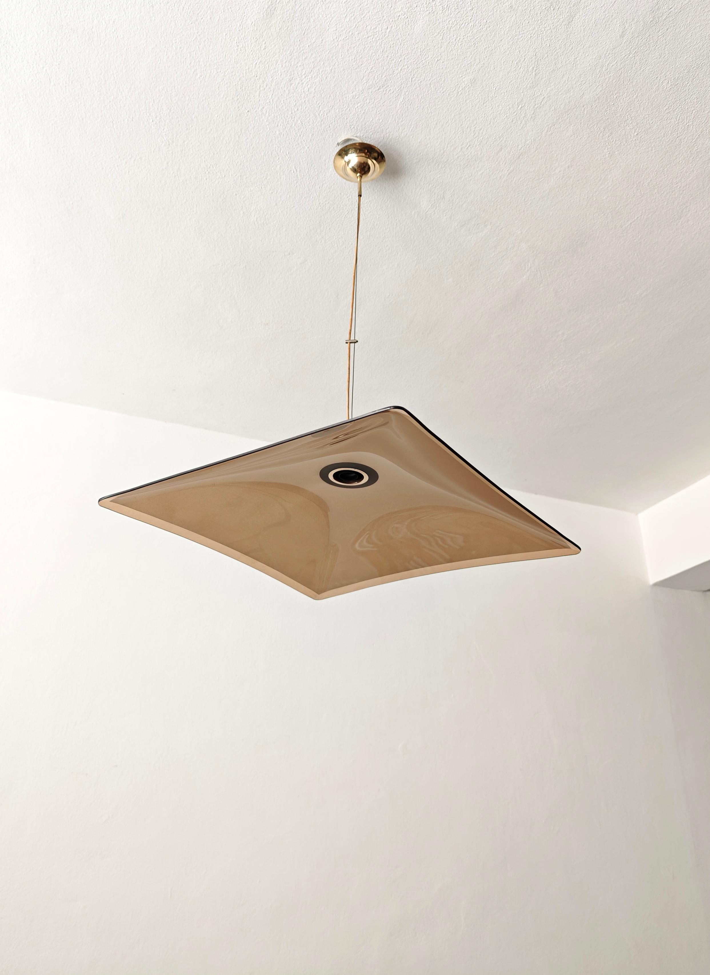 Lampada a sospensione moderna di metà secolo in vetro ambra  e Design/One Italia 1960/70 in vendita 3