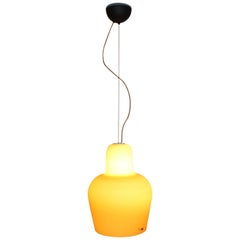 Mid-Century Modern Pendant Lamp Italian Murano Glass "Incamiciato" Amber