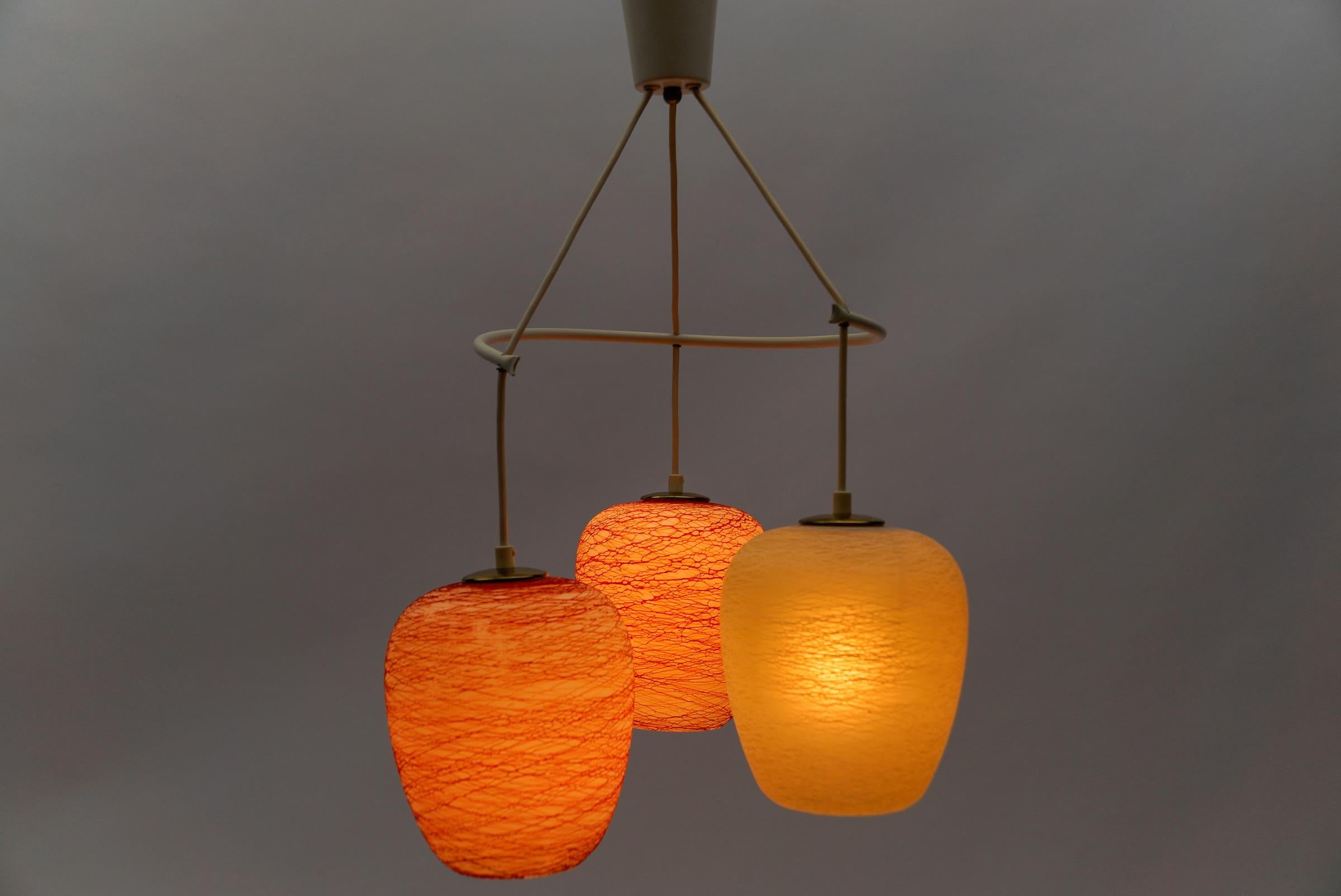 Mid-Century Modern Pendant Lamp made in Glass and Metal, 1950s For Sale 2