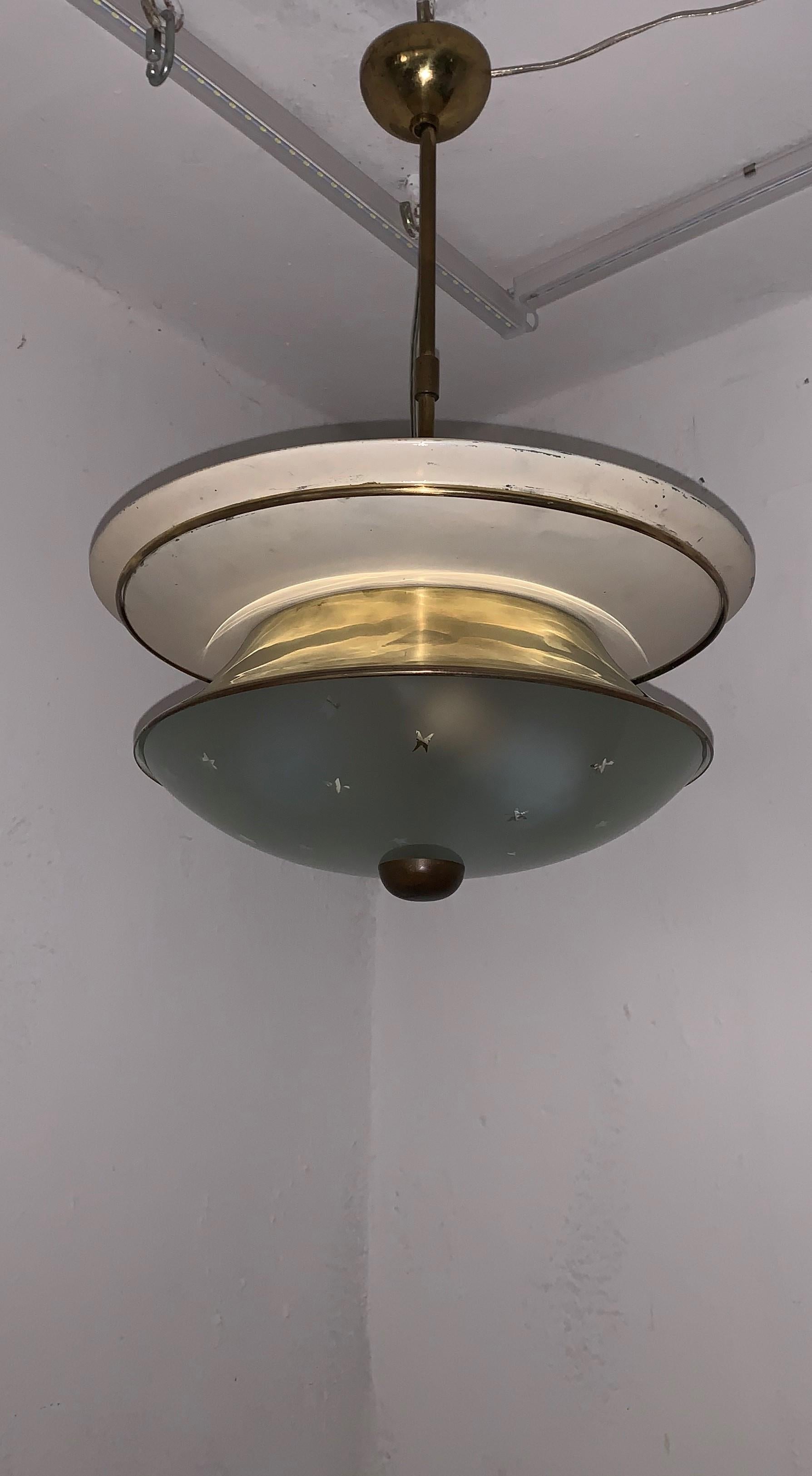 Mid-Century Modern Pendant Light Attributed to Pietro Chiesa and Fontana Arte 2