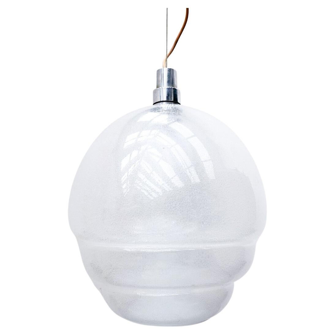 Lampe à suspension moderne du milieu du siècle dernier par Carlo Nason pour Mazzega, verre de Murano, Italie