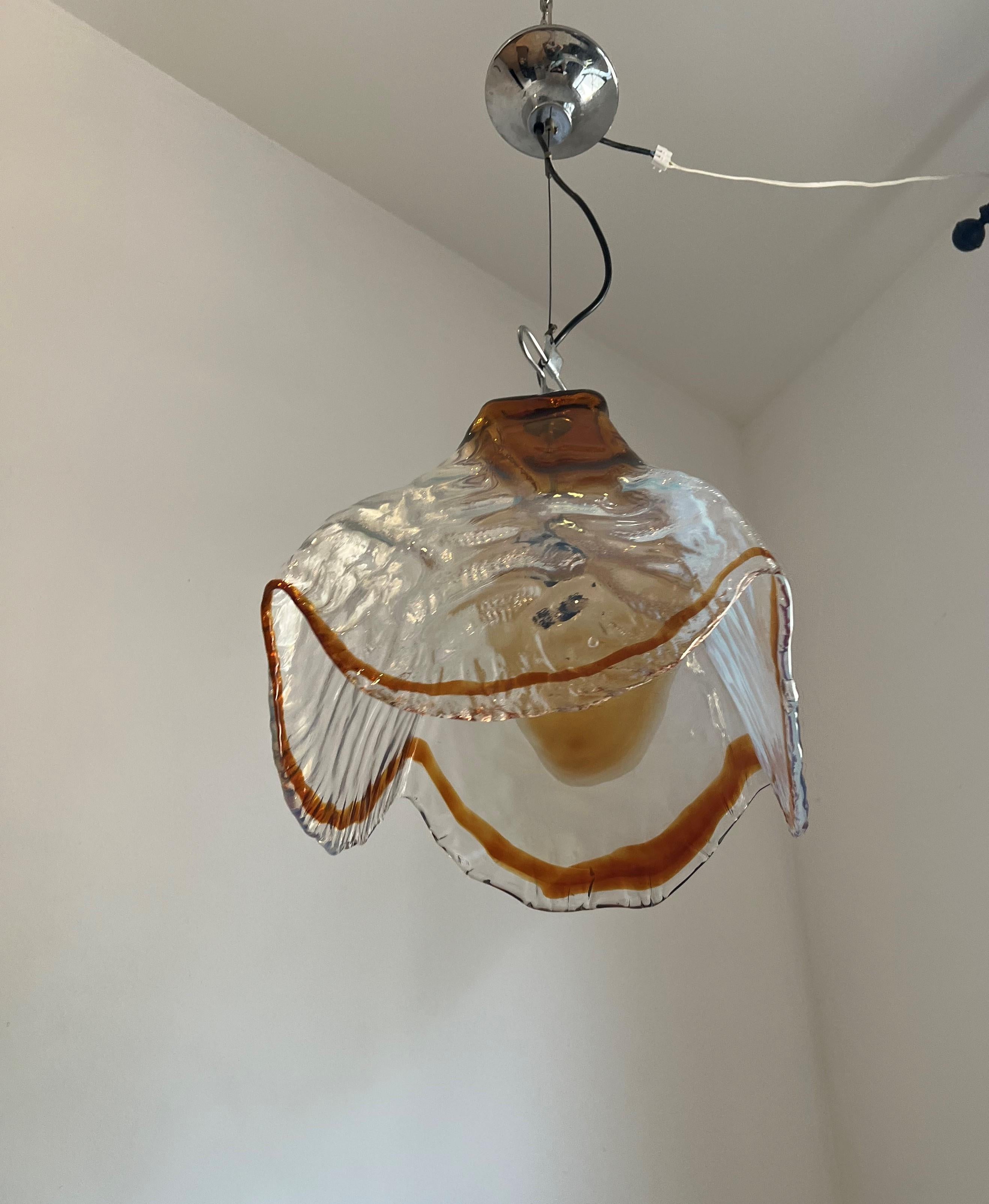 Mid-Century Modern Pendant Light by Mazzega in Murano Opalescent Glass ca 1968 For Sale 4