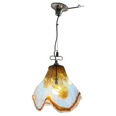 Vintage Mid-Century Modern Pendant Light by Mazzega in Murano Opalescent Glass ca 1968