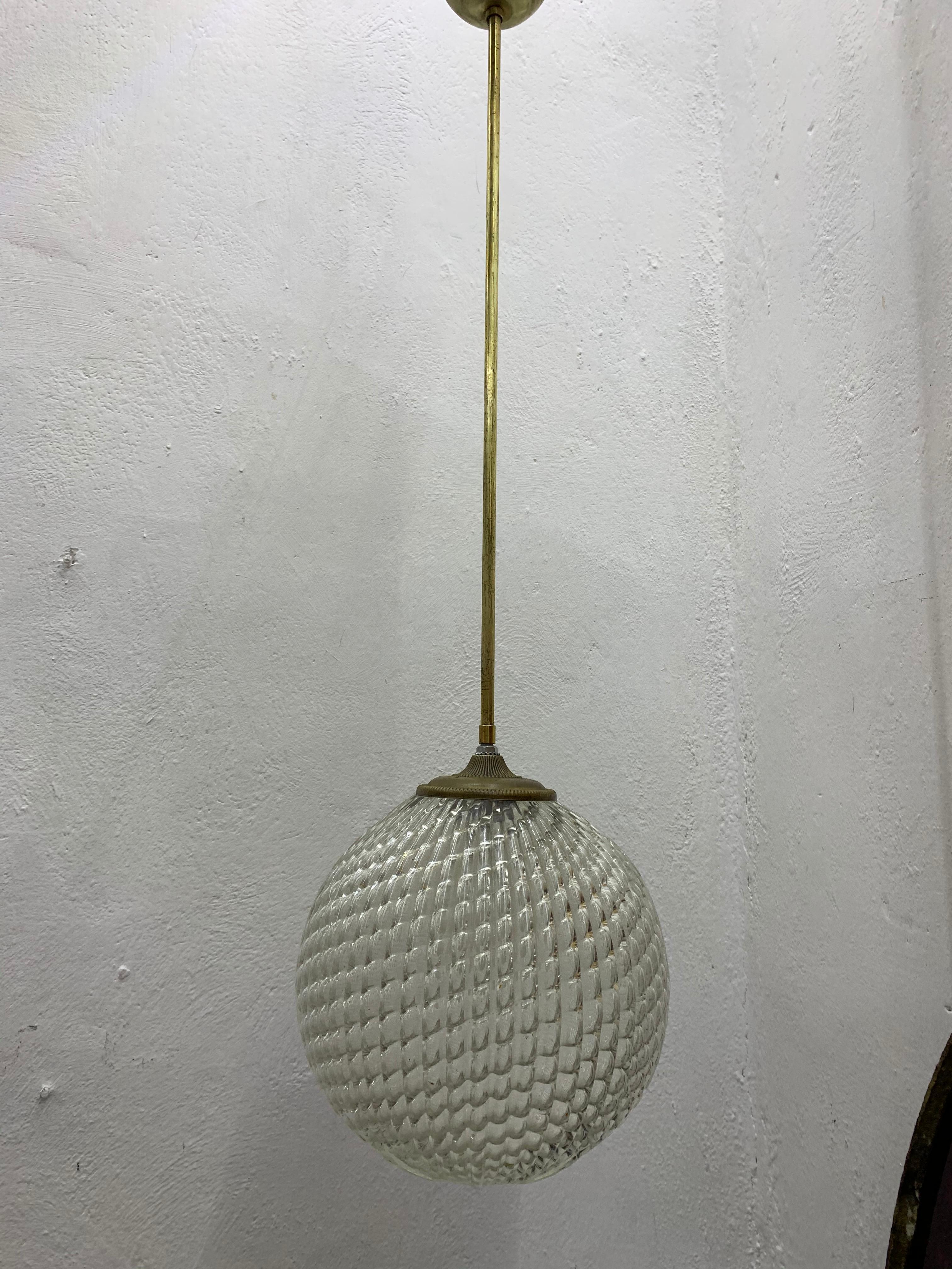 Mid-Century Modern pendant light, circa 1930 by Seguso in Murano Glass, Italy 1