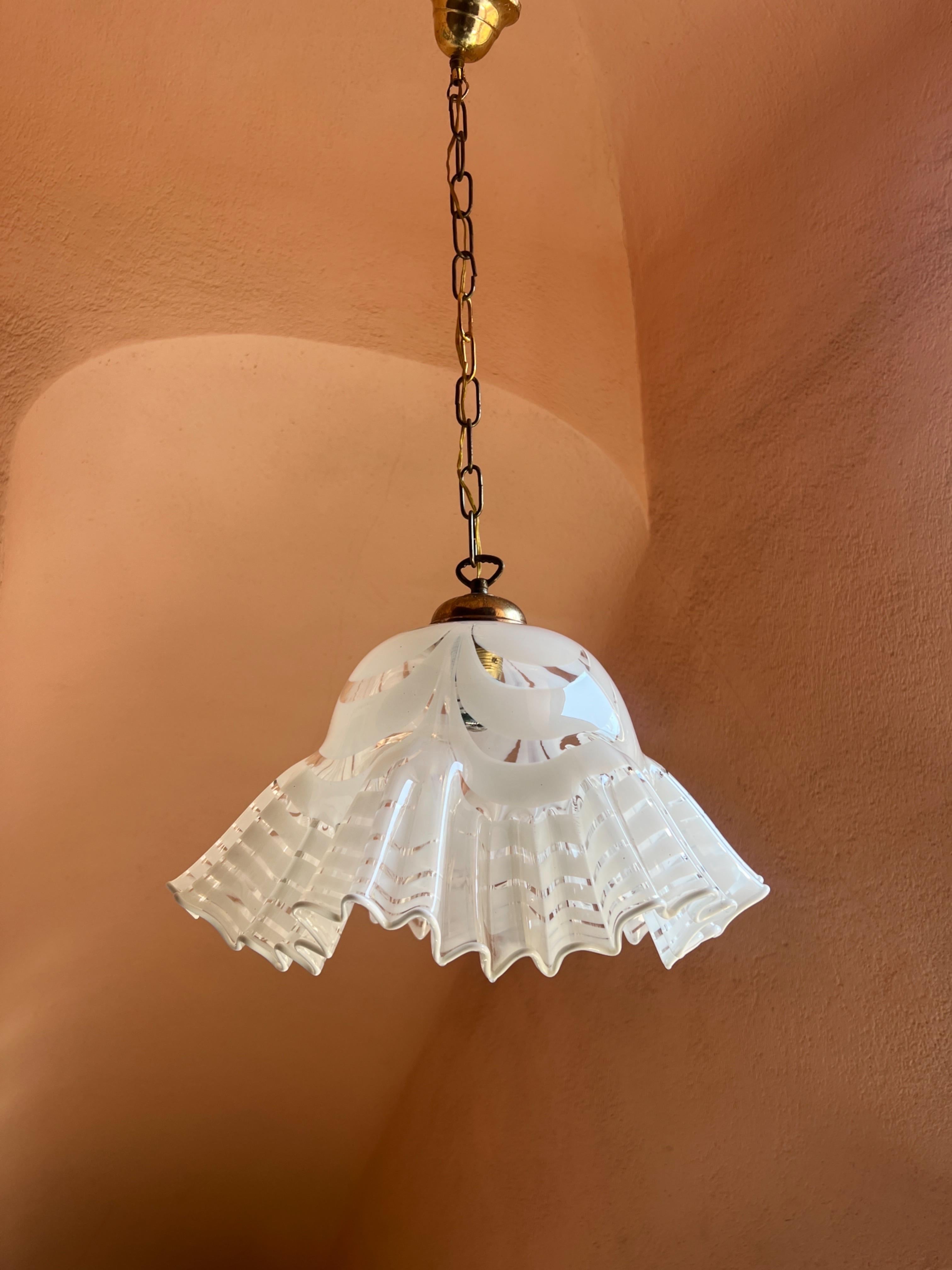 Lámpara colgante moderna de mediados de siglo en cristal de Murano de Venini, hacia 1970 en venta 4
