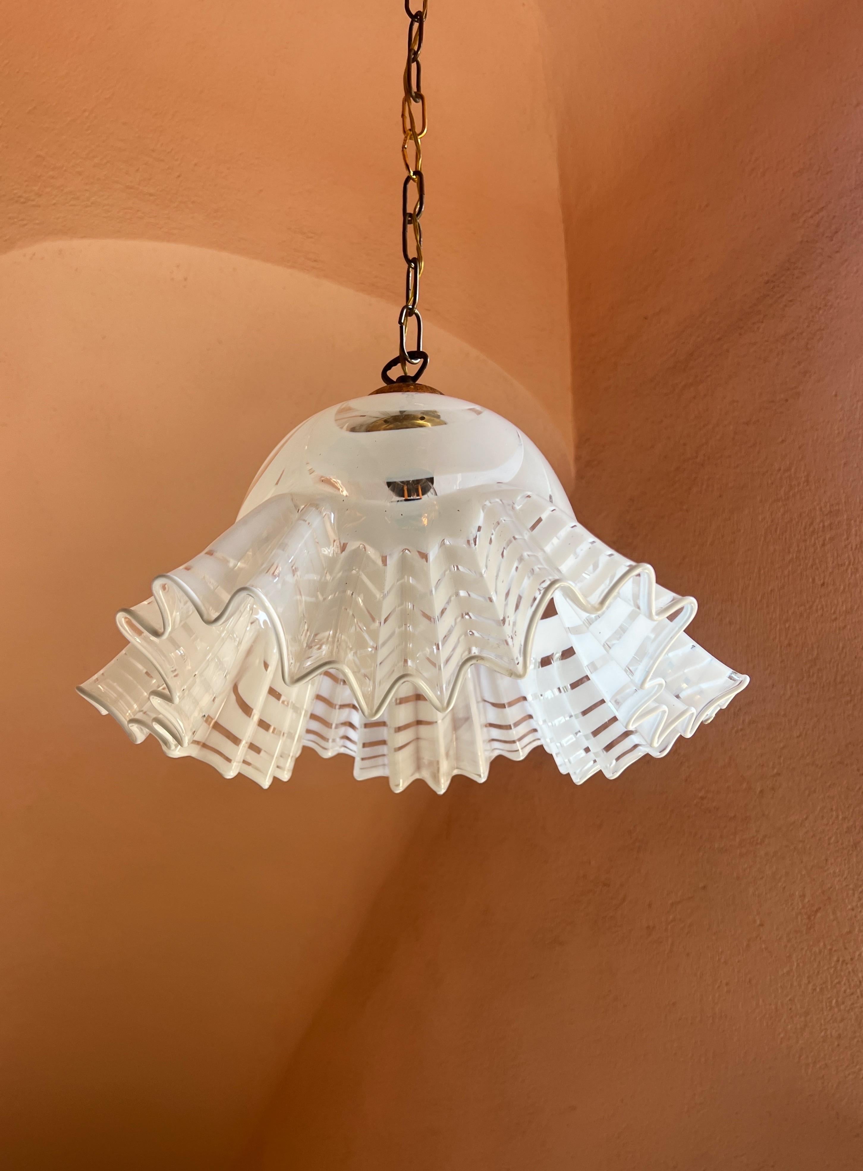 Lámpara colgante moderna de mediados de siglo en cristal de Murano de Venini, hacia 1970 en venta 5