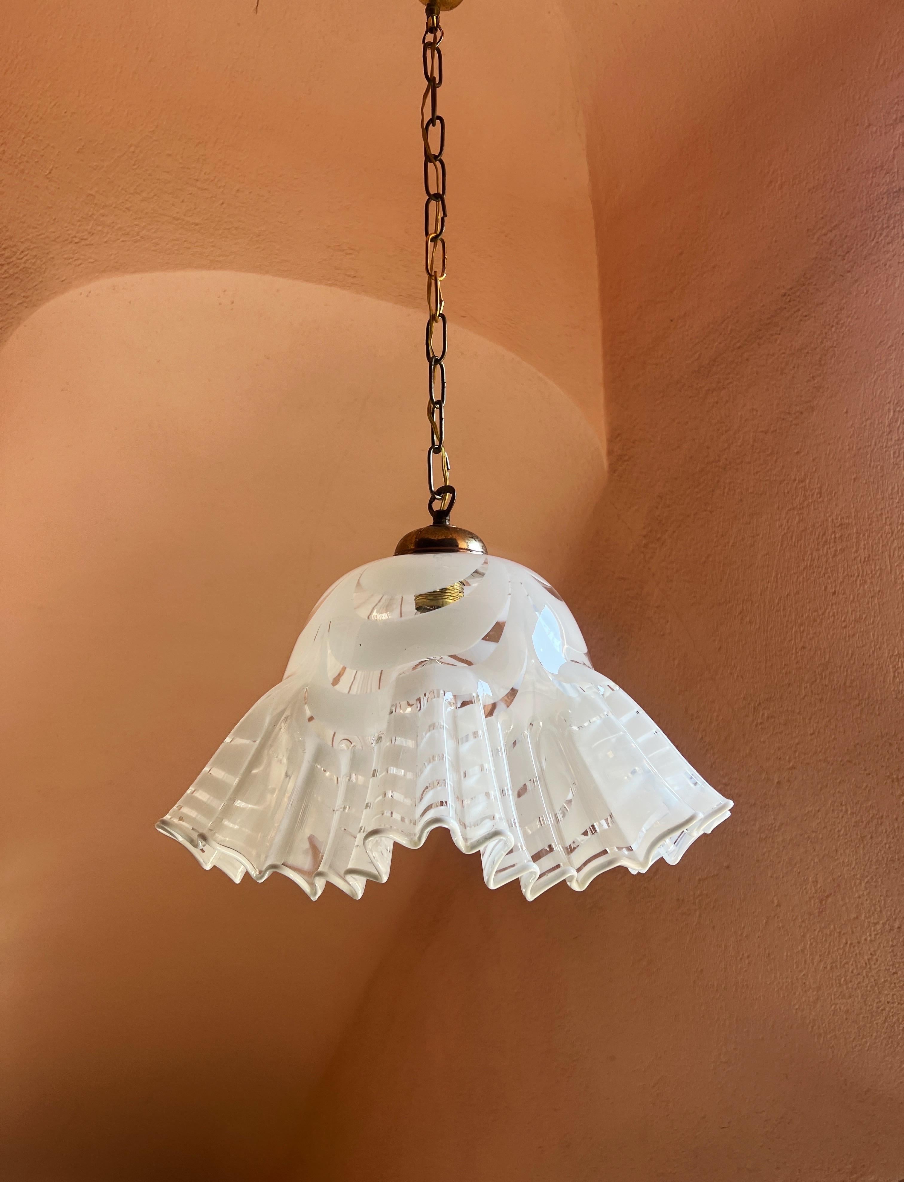 Lámpara colgante moderna de mediados de siglo en cristal de Murano de Venini, hacia 1970 en venta 6