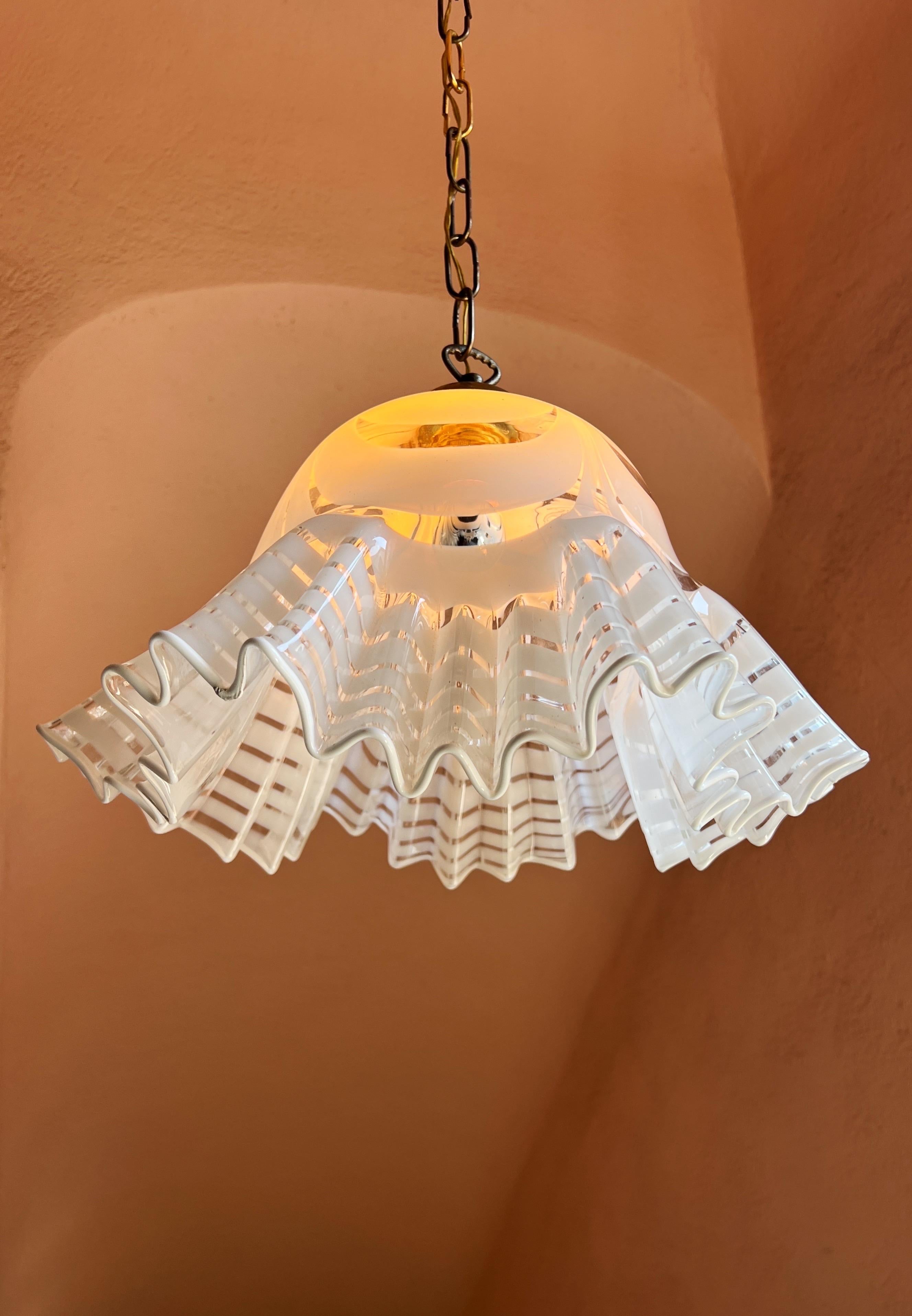 Lámpara colgante moderna de mediados de siglo en cristal de Murano de Venini, hacia 1970 en venta 11