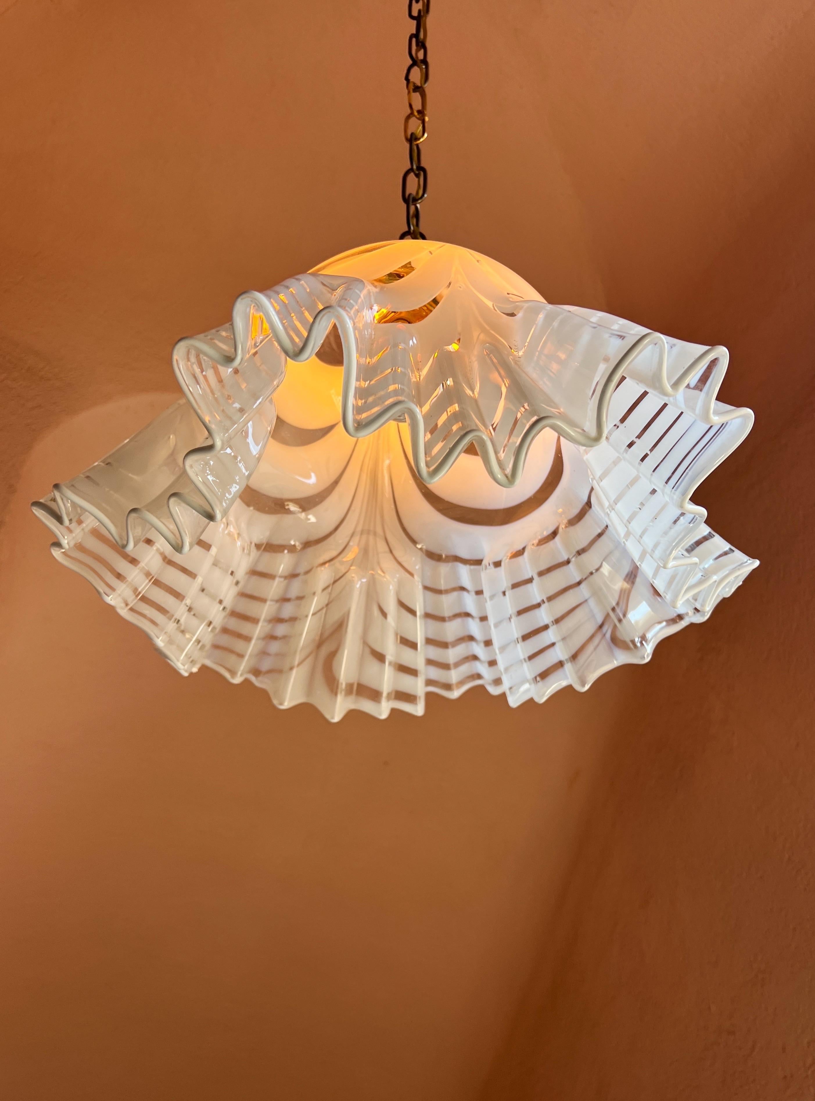 Lámpara colgante moderna de mediados de siglo en cristal de Murano de Venini, hacia 1970 en venta 1