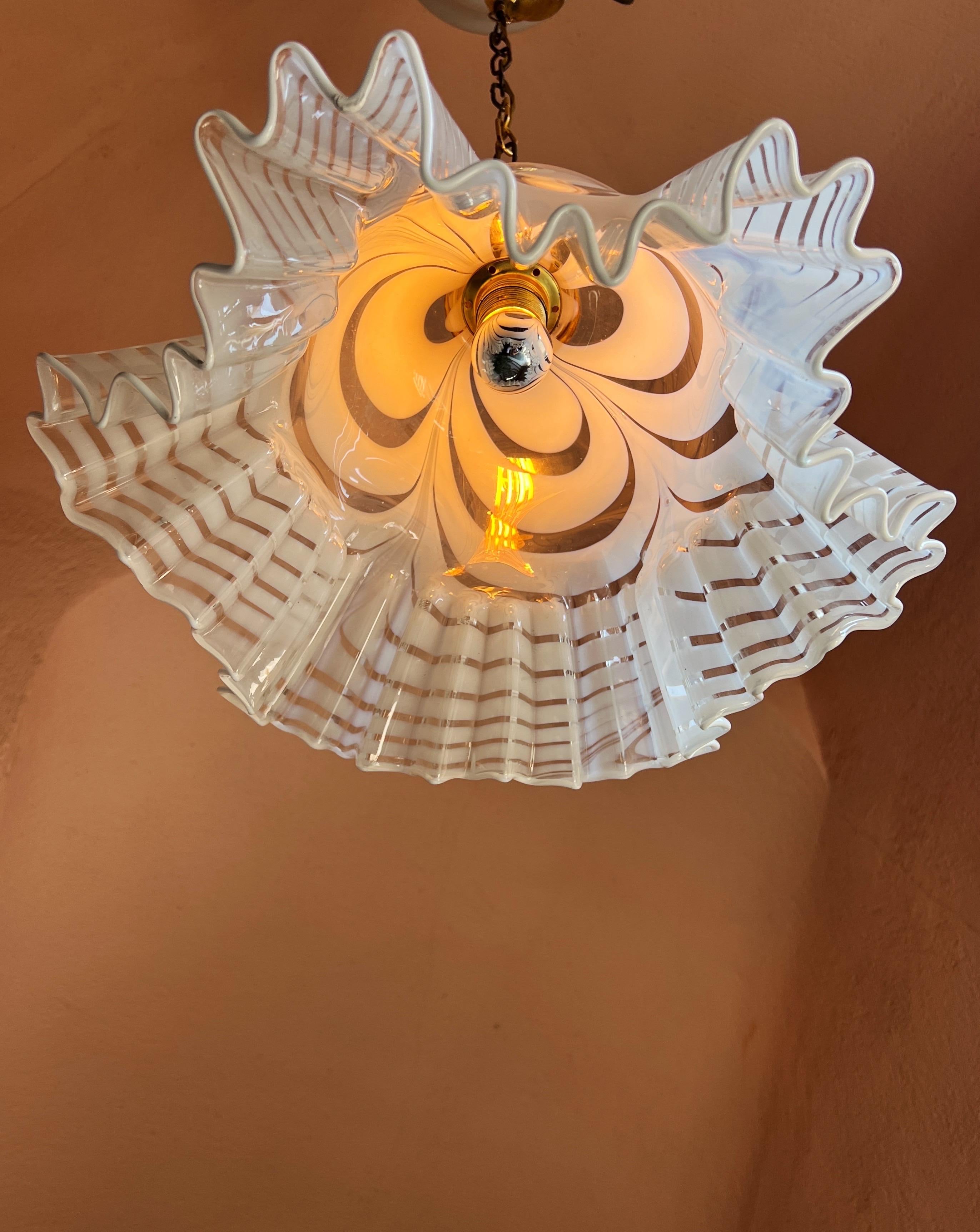 Lámpara colgante moderna de mediados de siglo en cristal de Murano de Venini, hacia 1970 en venta 2