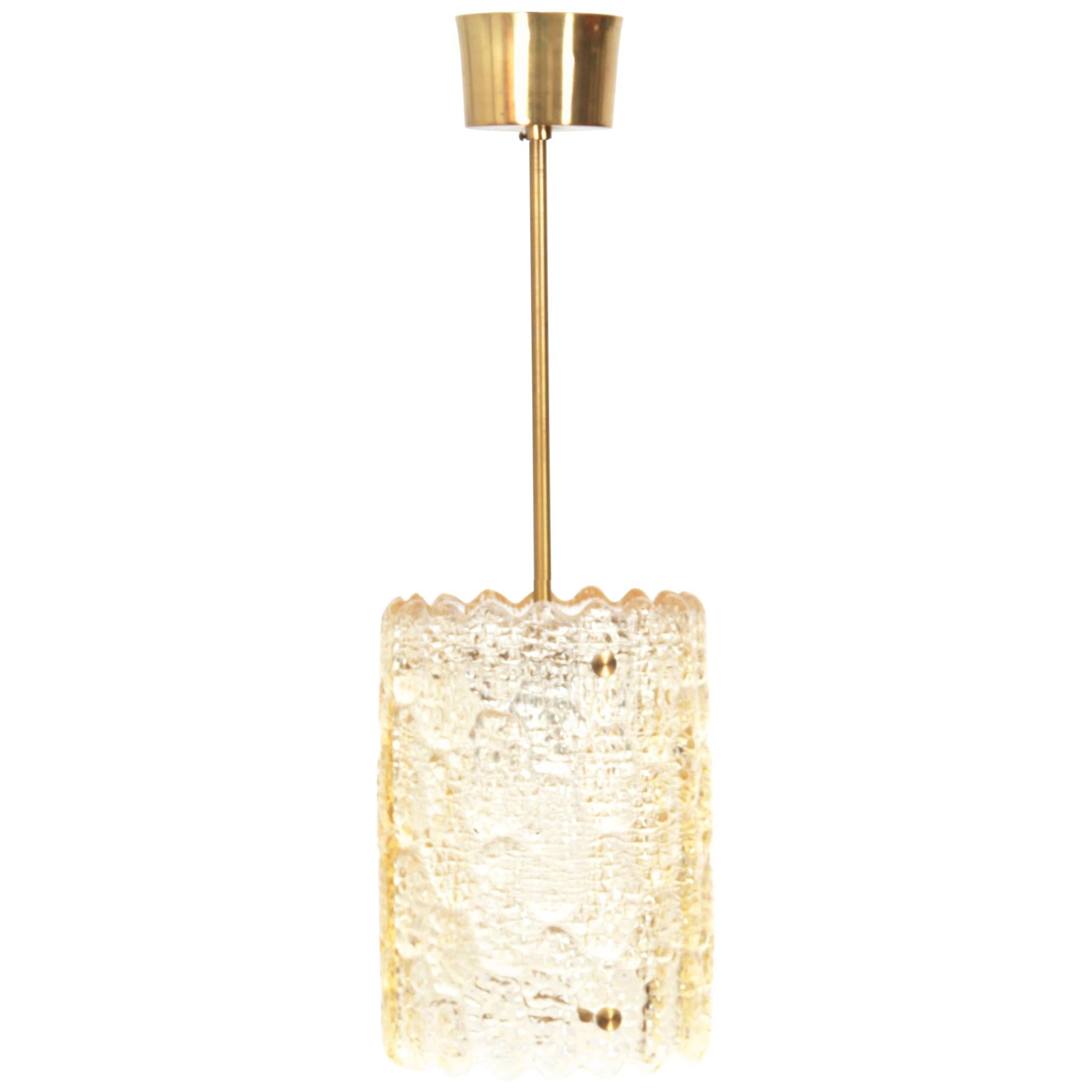 Mid-Century Modern Pendant Lighting in Yellow Cristal by Carl Fagerlund