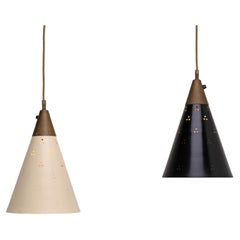 Mid-Century Modern Pendant Lights with Patinated Brass 1950s