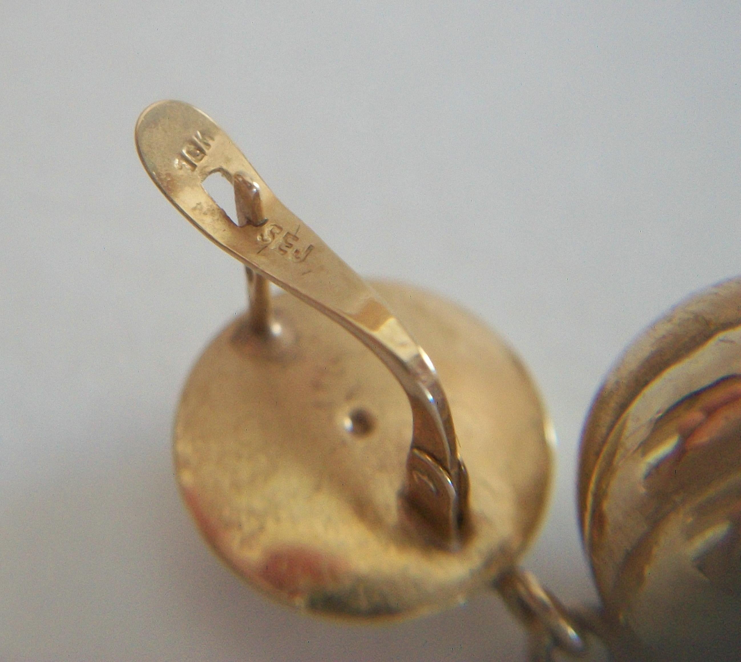Set aus Halskette und Ohrringen mit Anhänger, 10 Karat Gold, Mid-Century Modern, USA, ca. 1980''s im Angebot 6