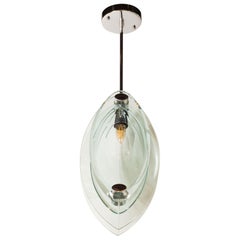 Mid-Century Modern Pendant with Chrome Fittings in the Manner of Fontana Arte