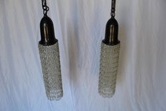 Colgantes Modernos de Mediados de Siglo en Cuentas de Cristal con Acabado en Latón Antiguo