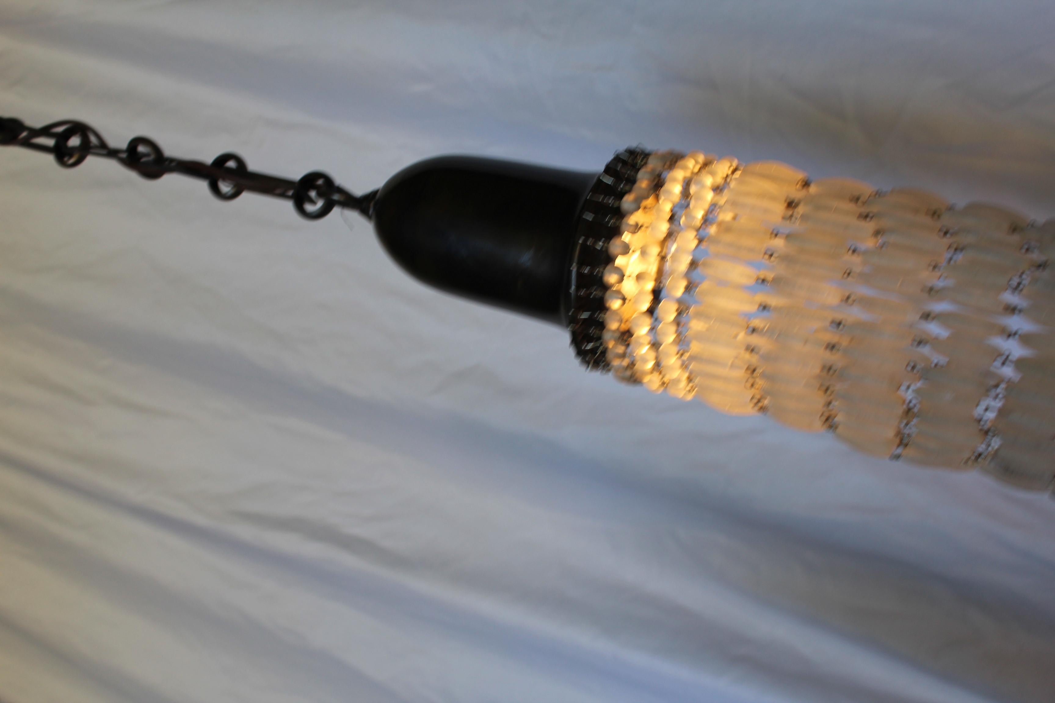 Mid-Century Modern Pendants in Antique Brass Finish Glass Beads For Sale 2